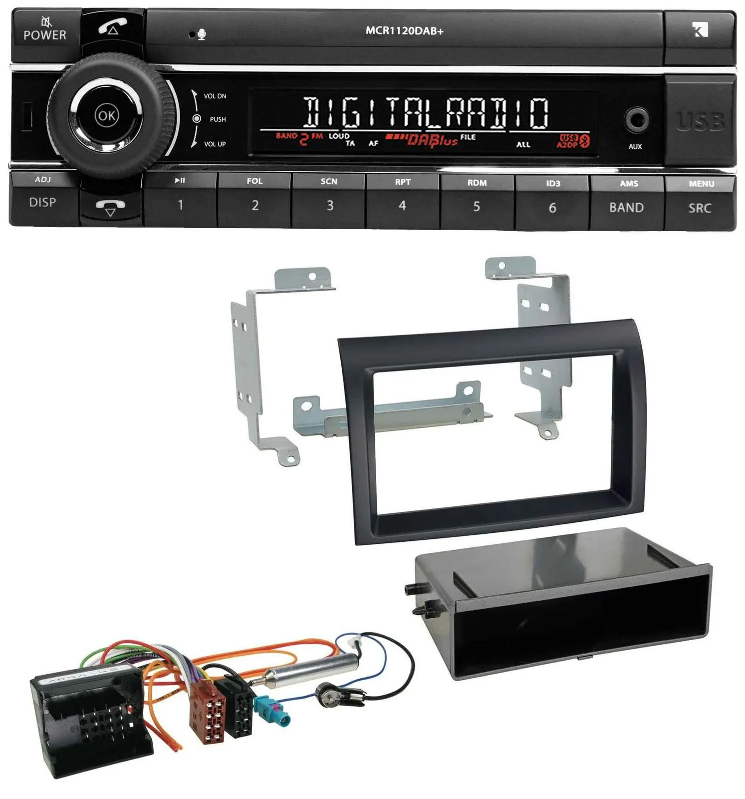 Kienzle Bluetooth MP3 USB DAB Autoradio für Citroen Jumper Quadlock 06-11 schwar