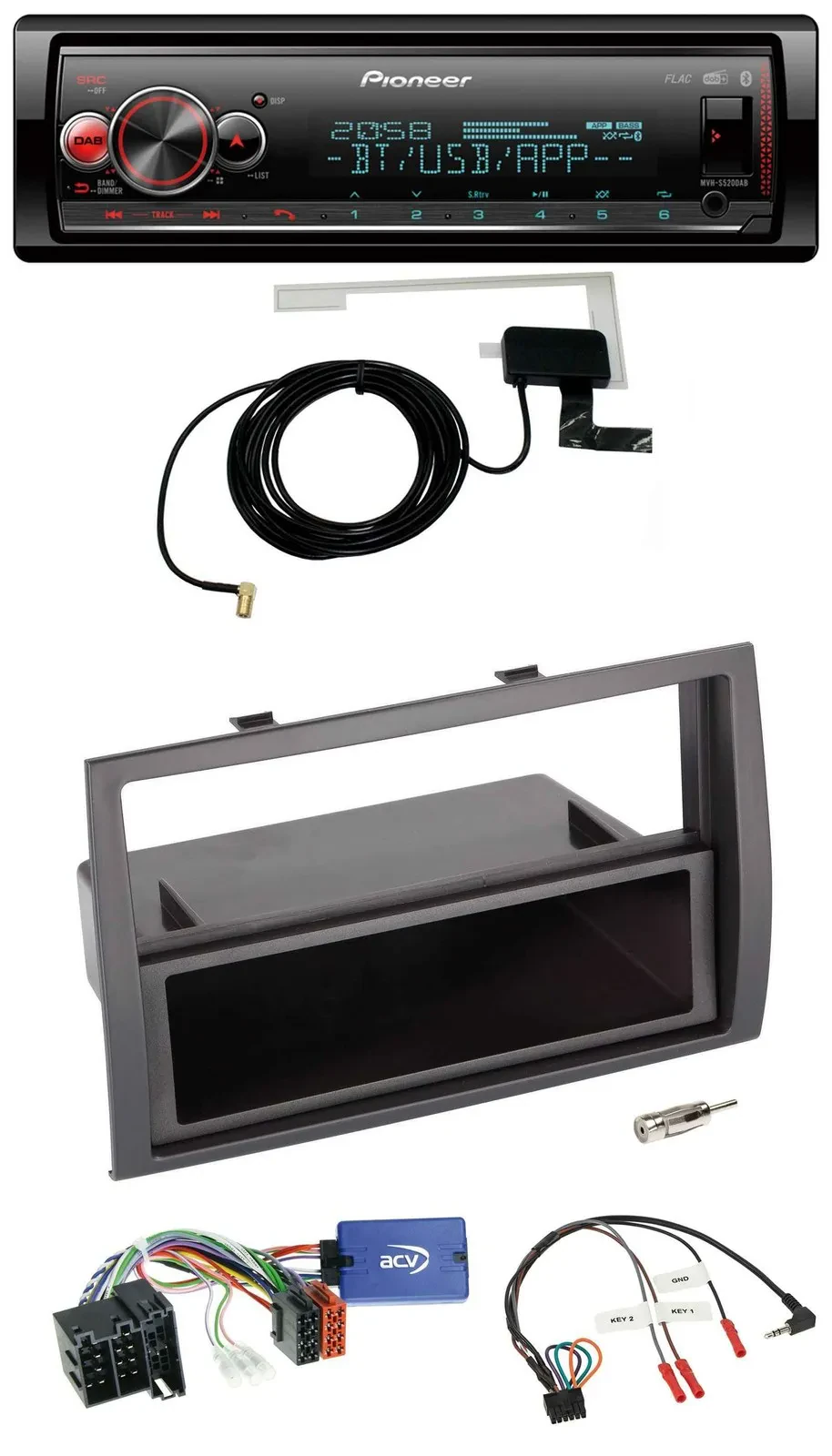 Автомагнитола для Fiat Ducato (2008–2011) Pioneer Bluetooth, DAB, USB, черный