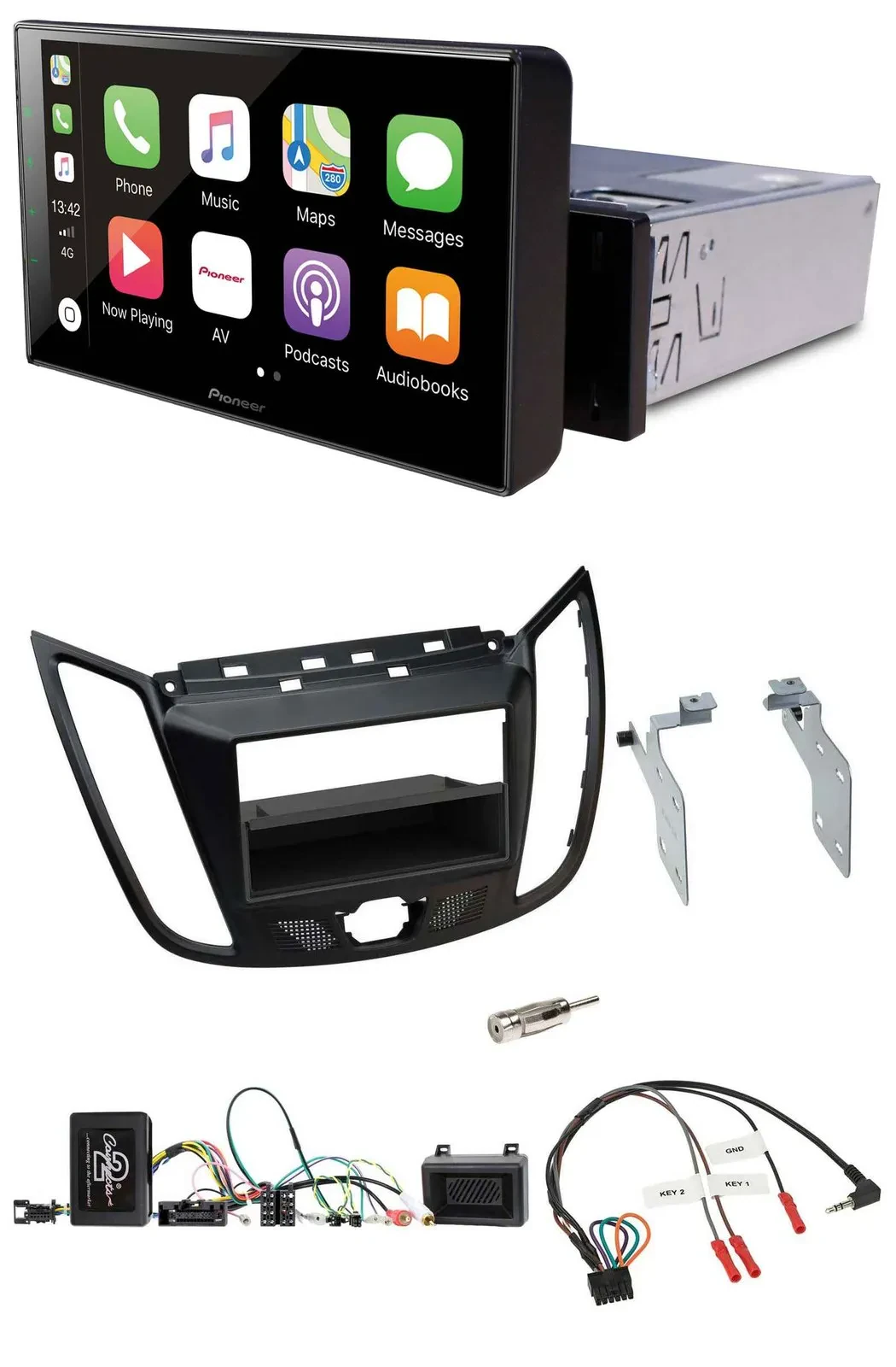 Pioneer Bluetooth Lenkrad DAB USB Autoradio für Ford C-Max Kuga matt schwarz