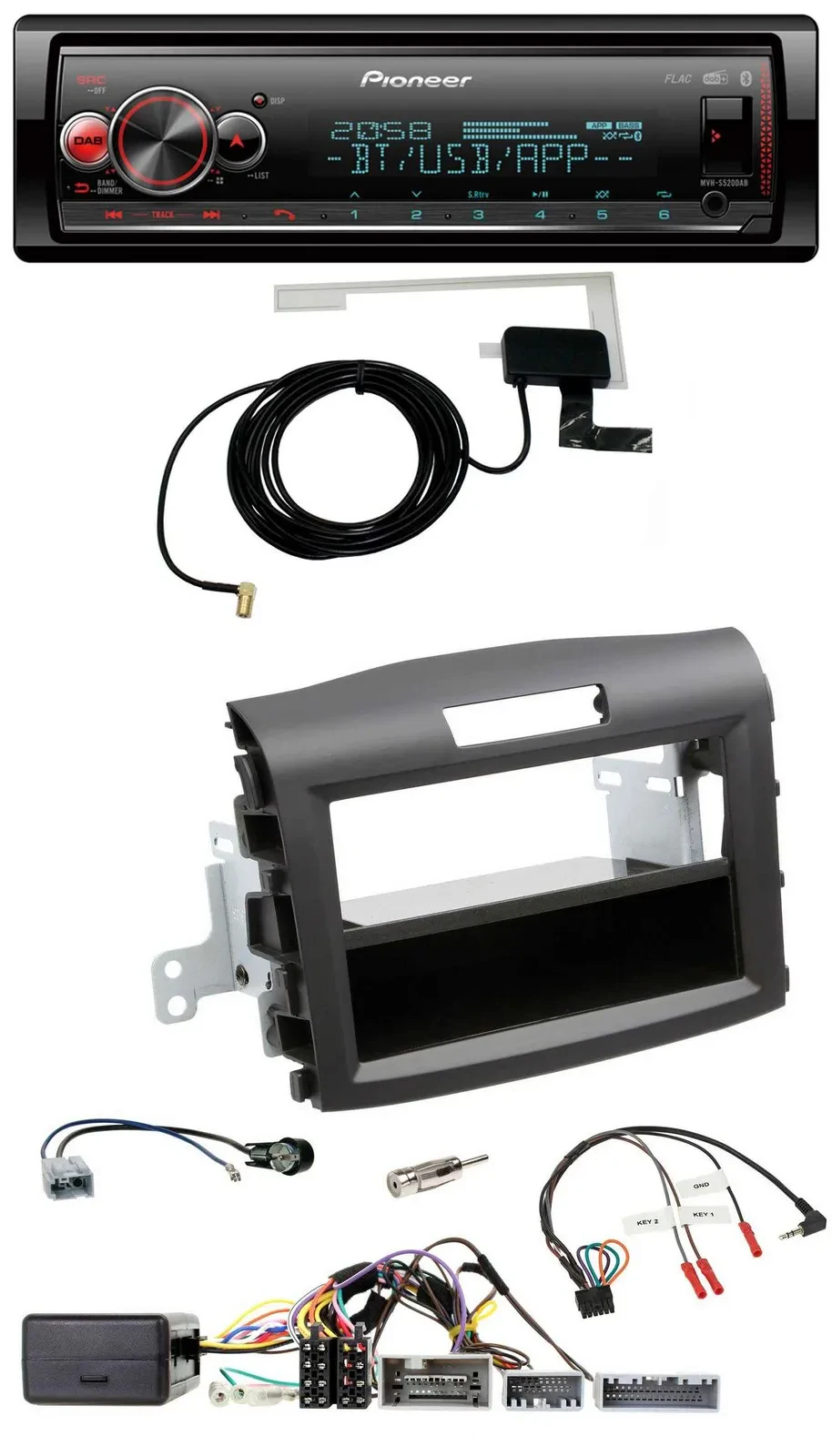 Автомагнитола для Honda CR-V (с 2013) Pioneer Bluetooth, DAB, USB, черный