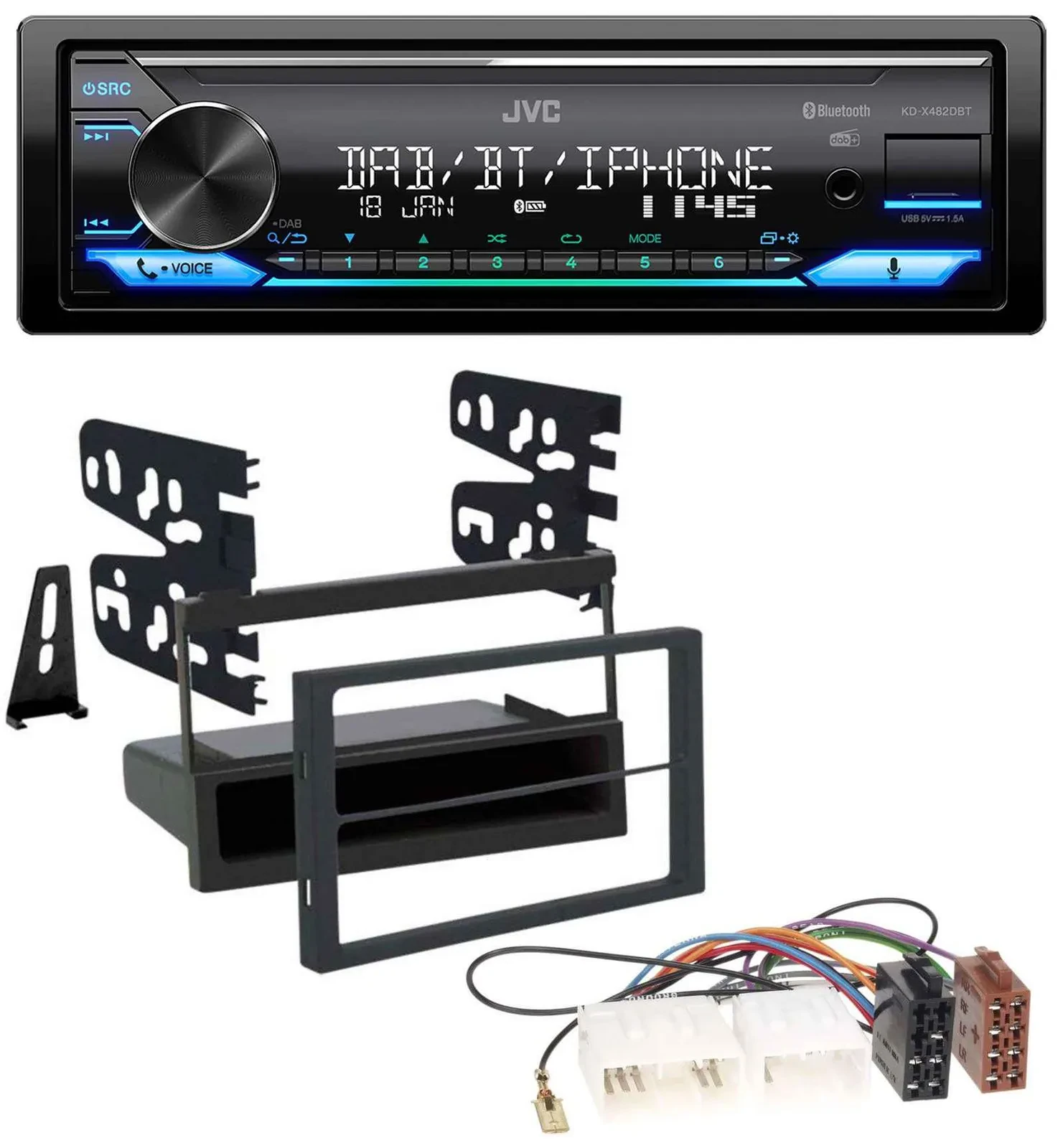 JVC Bluetooth DAB USB MP3 Autoradio für Mazda 626 (99-00) / MPV (96-99)