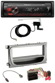 Автомагнитола для Ford Focus/Galaxy/C-Max (с 2007) Pioneer 1DIN USB DAB MP3 AUX, серебристый