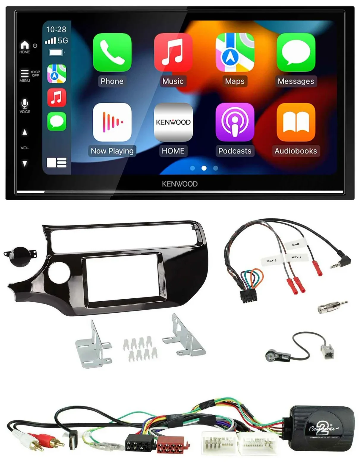 Kenwood DAB USB Bluetooth 2DIN Lenkrad Autoradio für Kia Rio UB ab 2015 piano sc