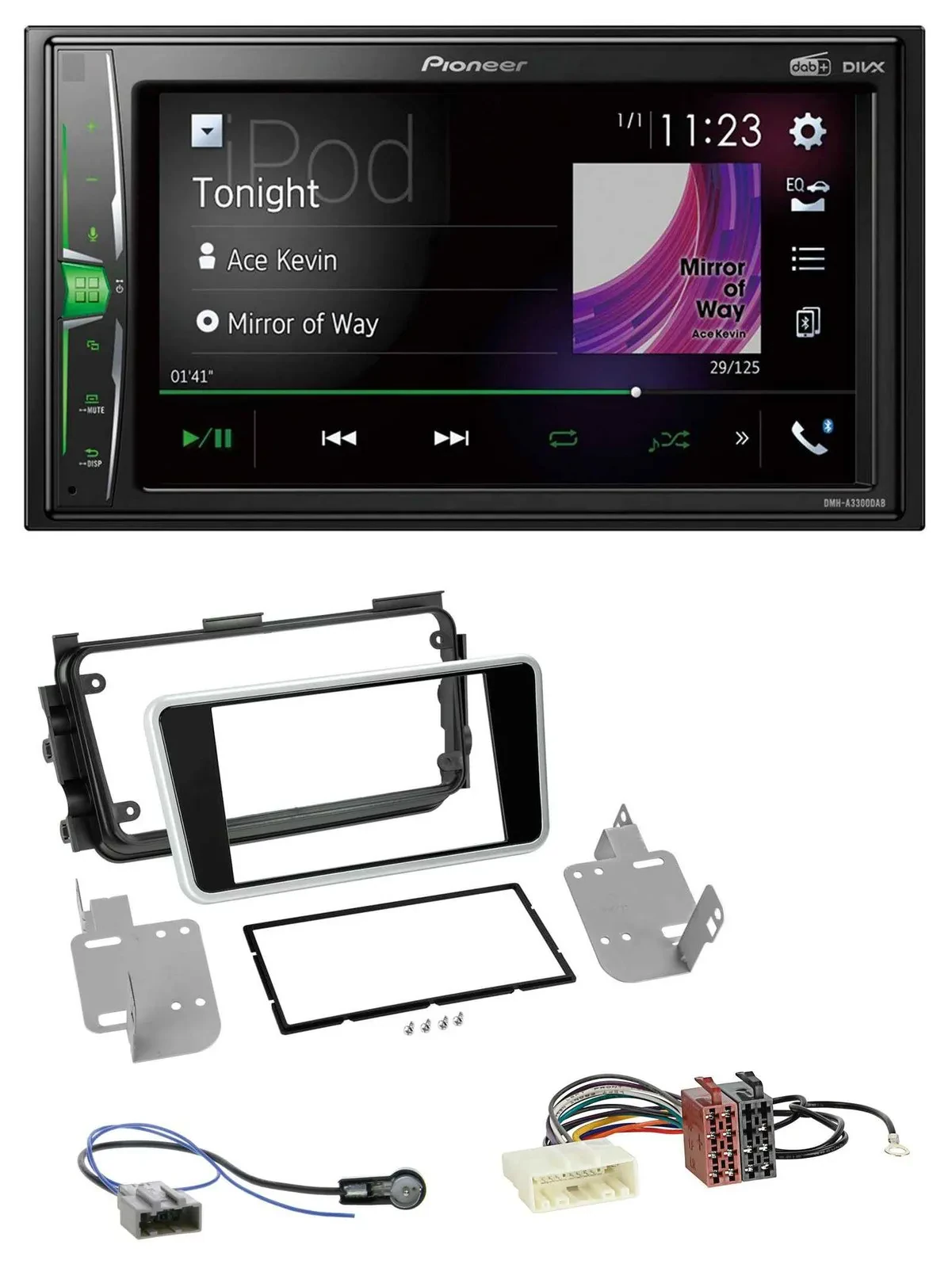 Pioneer 2DIN MP3 DAB USB Bluetooth Autoradio für Nissan Micra ab 2017 schwarz gl