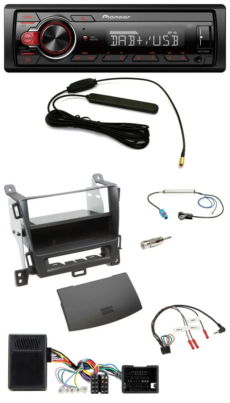 Pioneer MP3 DAB 1DIN Lenkrad USB Autoradio für Opel Tourer Zafira ab 2013 jet bl