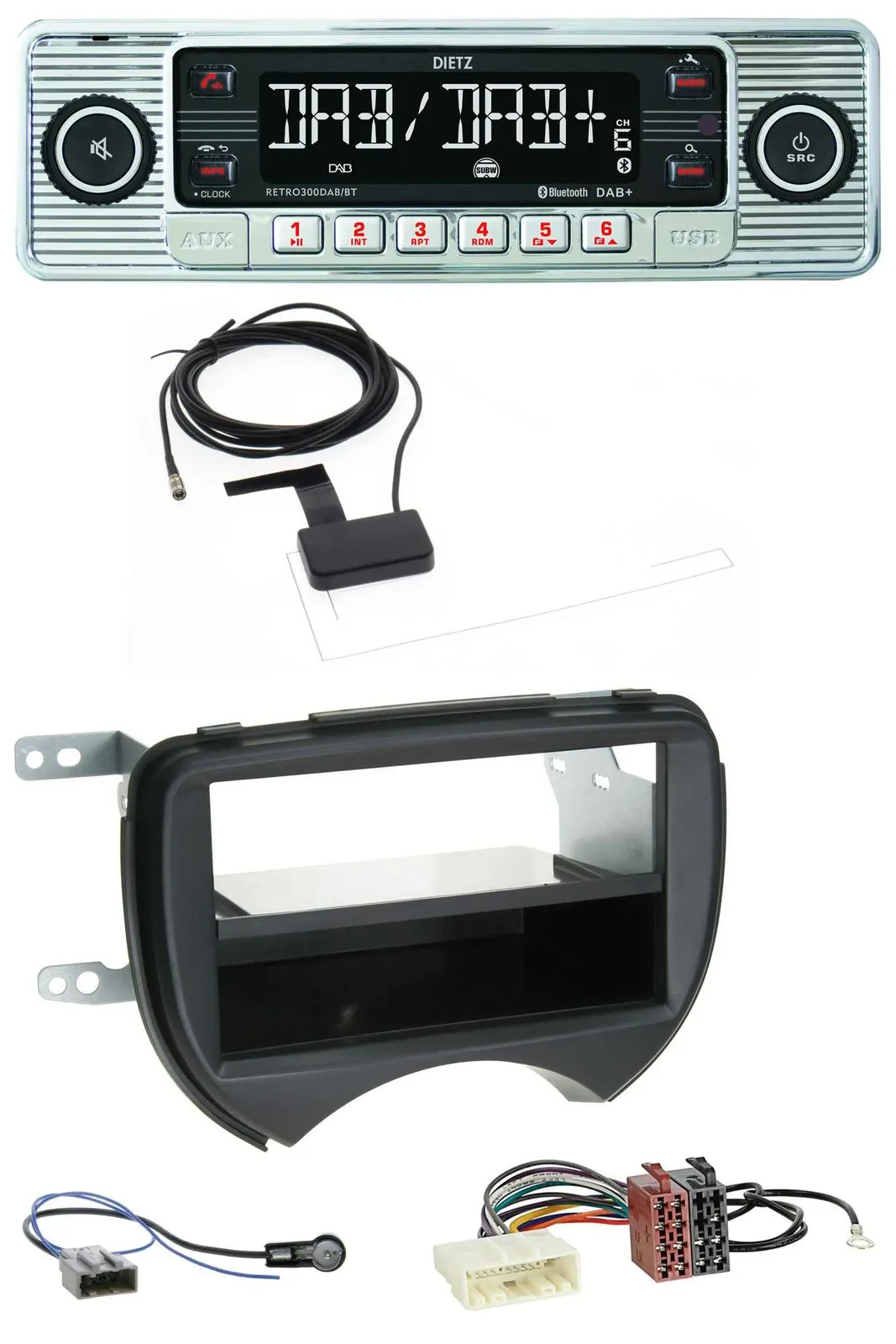 Автомагнитола для Nissan Micra K13 (2010–2013) Dietz Bluetooth, USB, MP3, DAB, черная