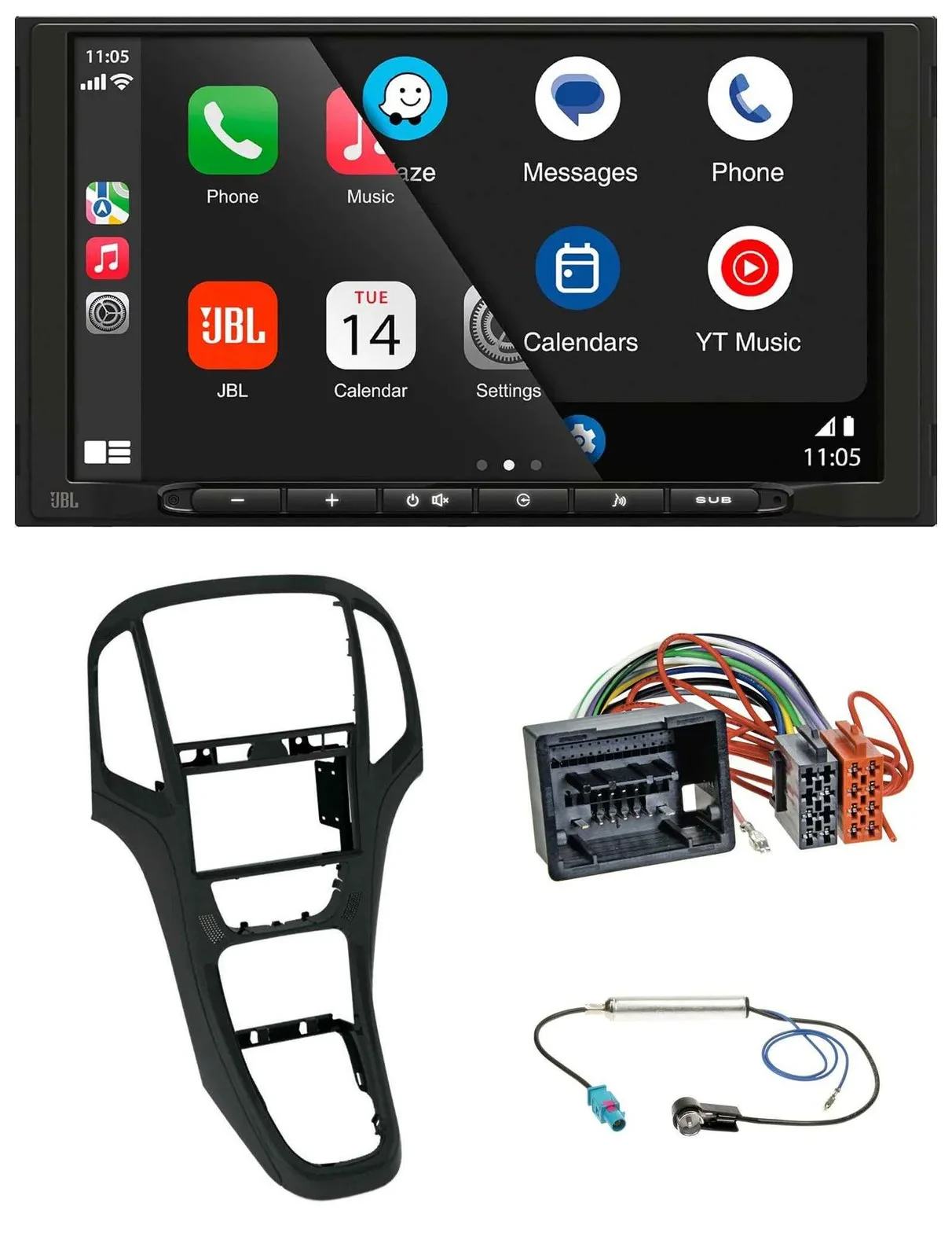 JBL USB 2DIN MP3 Bluetooth AUX Autoradio für Opel Astra J ab 12/09 Perlschwarz