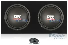 2) MTX Terminator TN12-02 12” 800W Car Subwoofers + Sealed Sub Box Enclosure