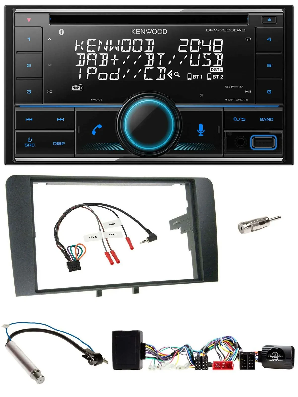 Kenwood CD 2DIN DAB USB Lenkrad Bluetooth Autoradio für Audi A3 Symphony Aktiv I