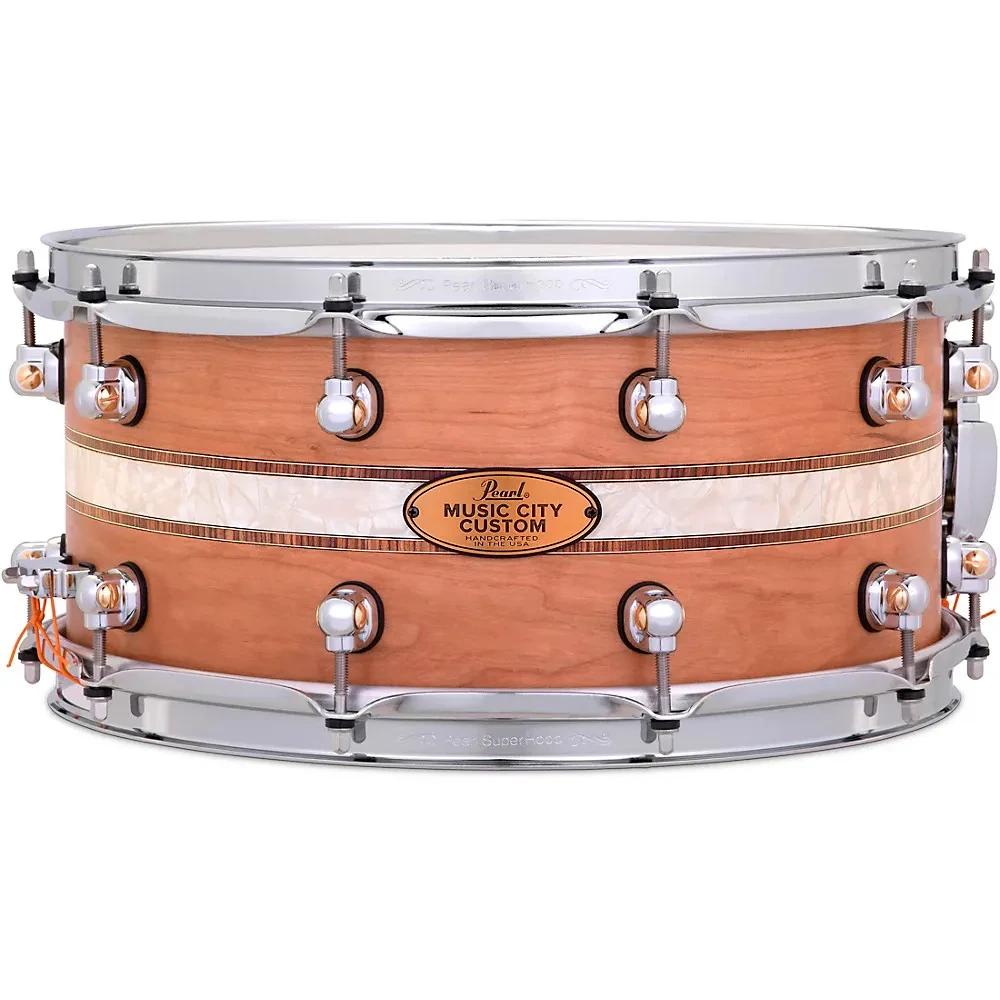 Pearl Music City Solid Shell Snare Cherry DuoBand Ebony Marine Inlay 14 x 6.5 in