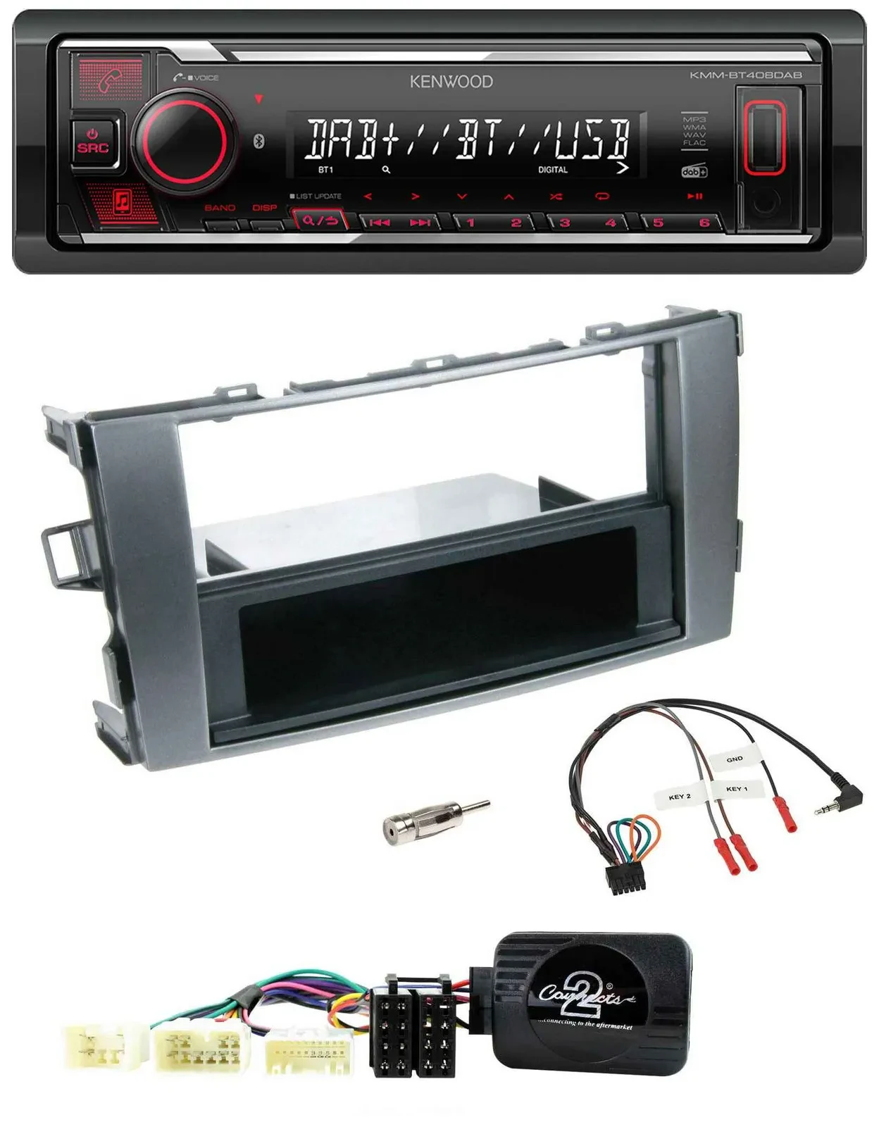 Kenwood Lenkrad Bluetooth USB DAB Autoradio für Toyota Avensis Typ T25 ab 2003