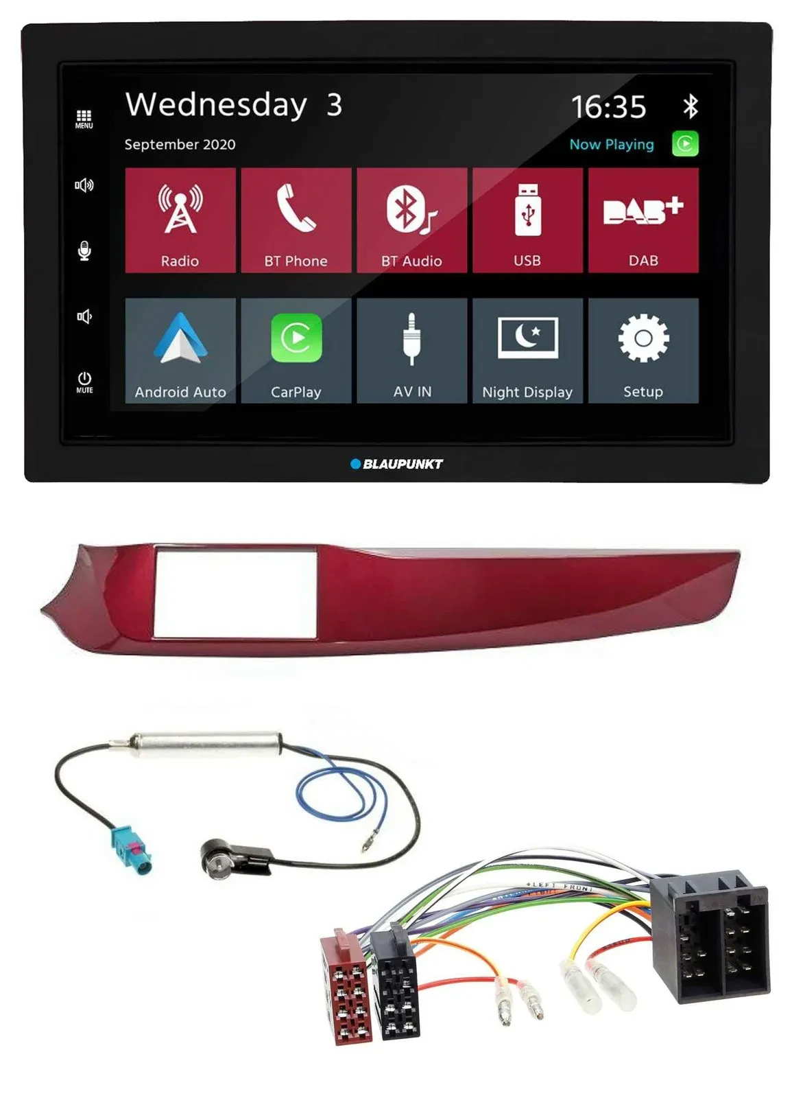 Blaupunkt DAB Bluetooth USB MP3 2DIN Autoradio für Alfa Giulietta 10-13 rot glän