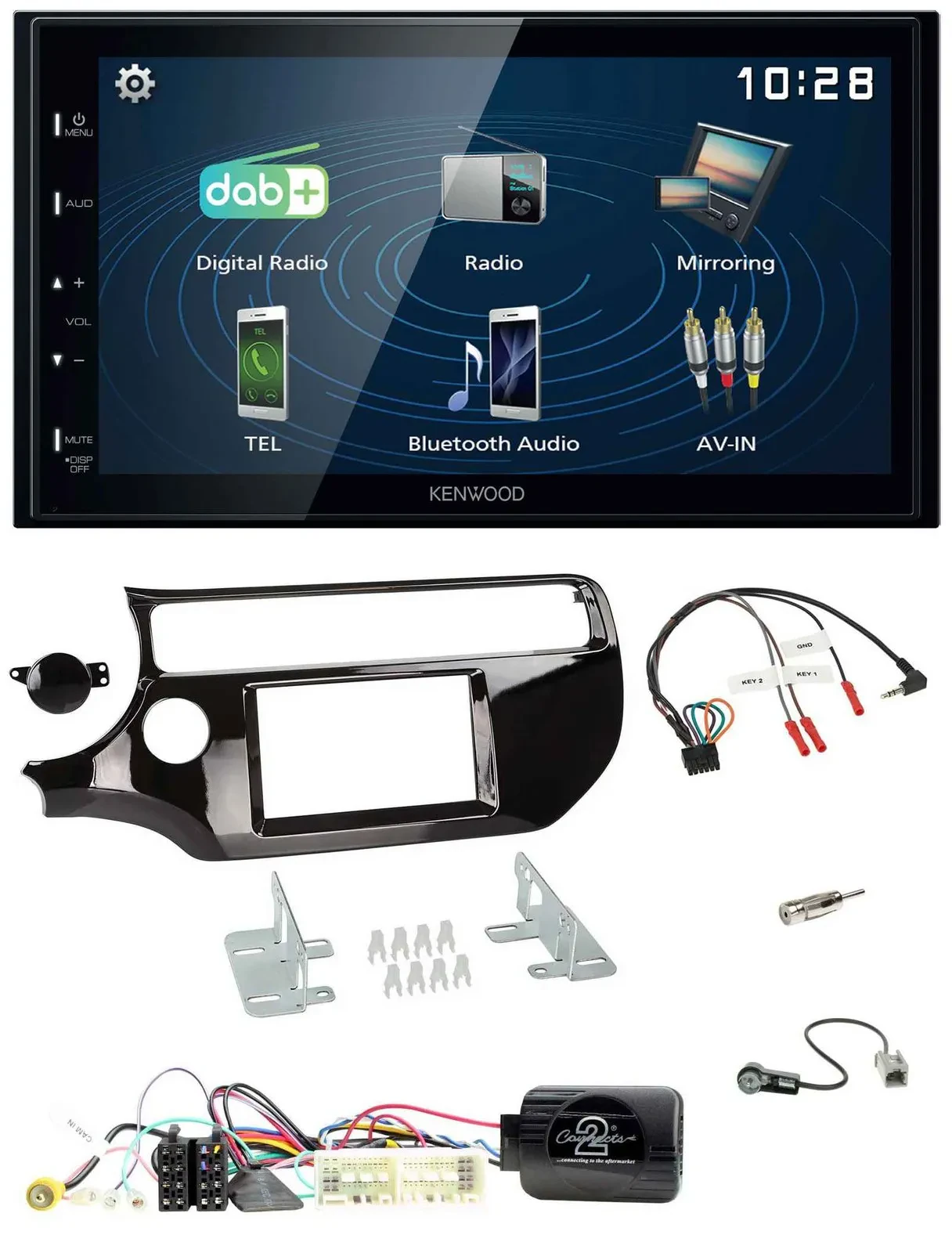Kenwood 2DIN Bluetooth Lenkrad USB DAB Autoradio für Kia Rio UB 2017-2023 piano