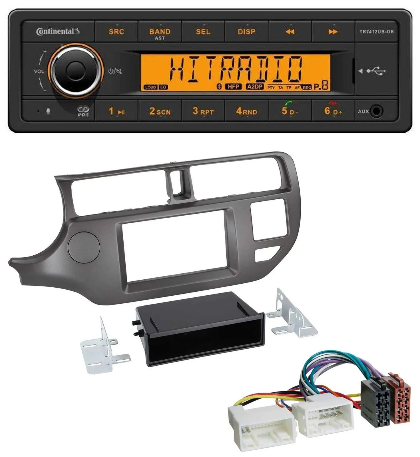 Continental MP3 Bluetooth AUX USB Autoradio für Kia Rio UB 2011-2014 anthrazit