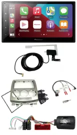 Автомагнитола Pioneer 2DIN USB Bluetooth DAB для Mazda 5 (CR, 2005–2010), серебристая, поддержка управления на руле