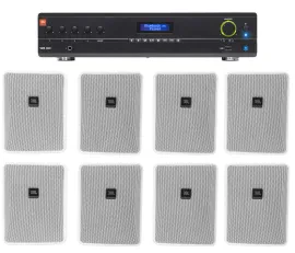Настенная акустика JBL Control 25-1 White с усилителем (8 штук)