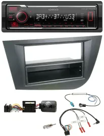 Kenwood Lenkrad Bluetooth USB DAB Autoradio für Seat Leon 2005-2010 schwarz