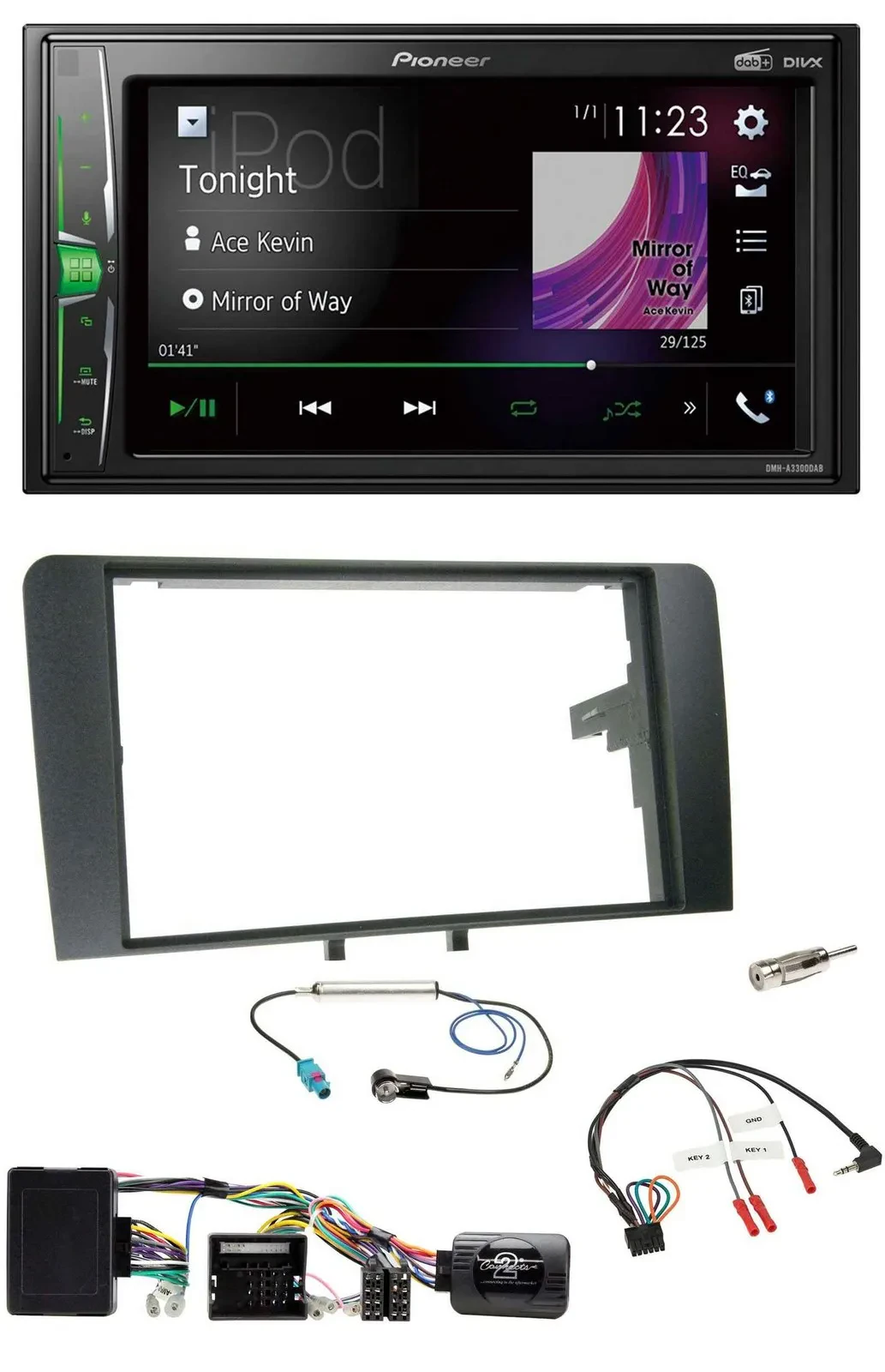 Pioneer 2DIN Lenkrad DAB USB Bluetooth Autoradio für Audi A3 8P 03-12 Bose Aktiv