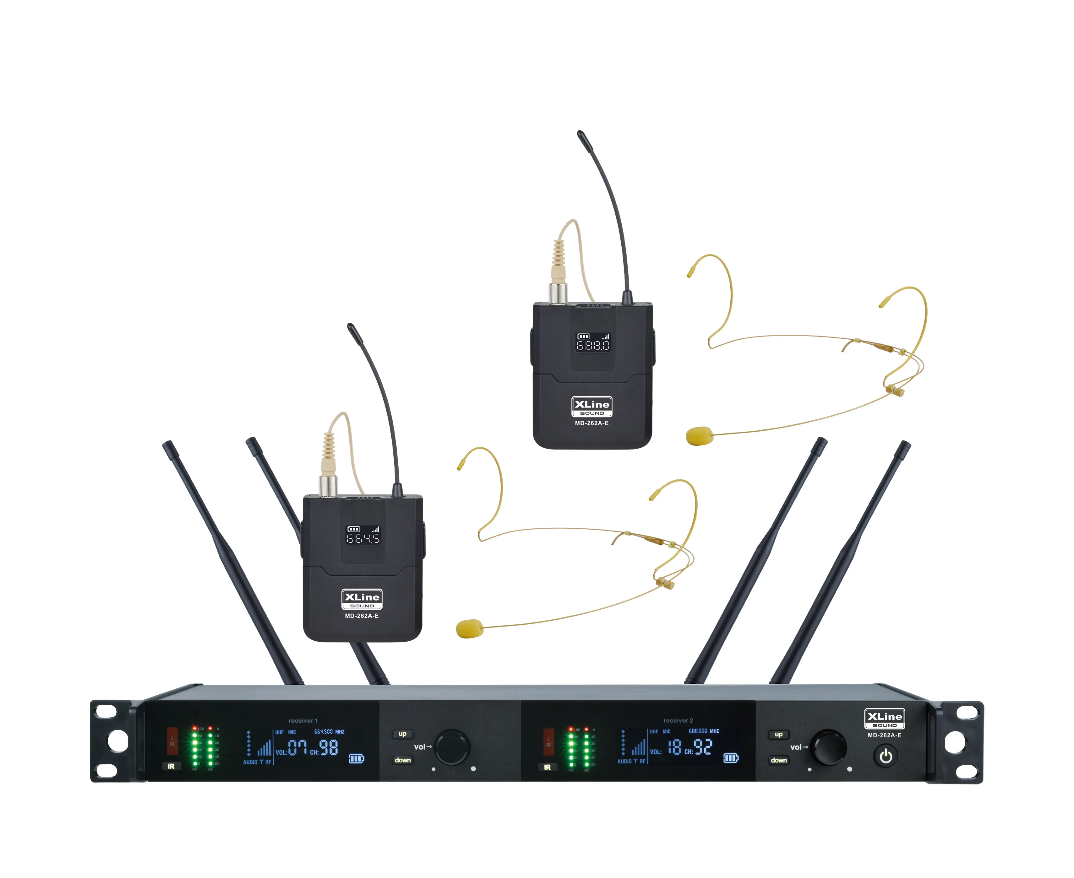 Радиосистема XLINE MD-262A-E(NEW) двухканальная c двумя поясными передатчиками