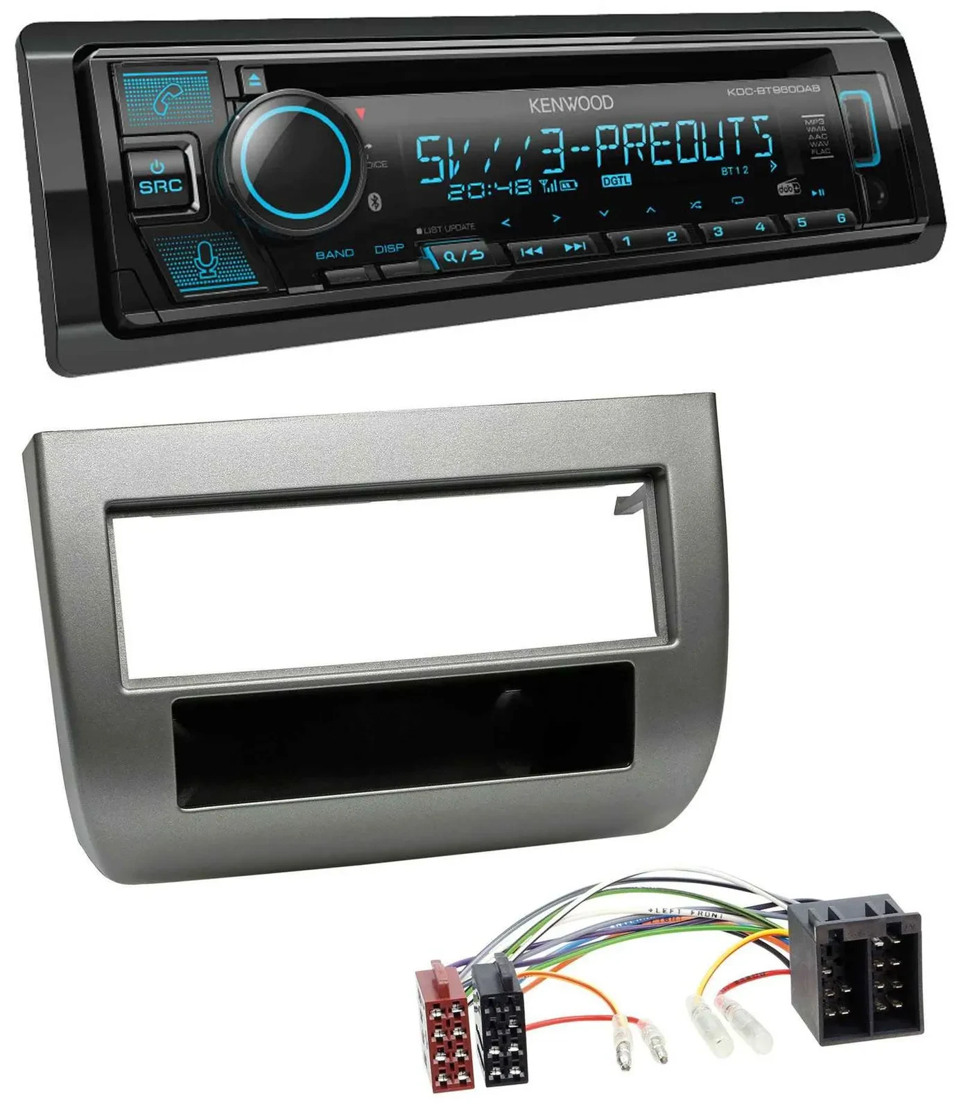 Kenwood Bluetooth USB CD MP3 DAB Autoradio für Lancia Y 843 03-11 dunkelsilberme