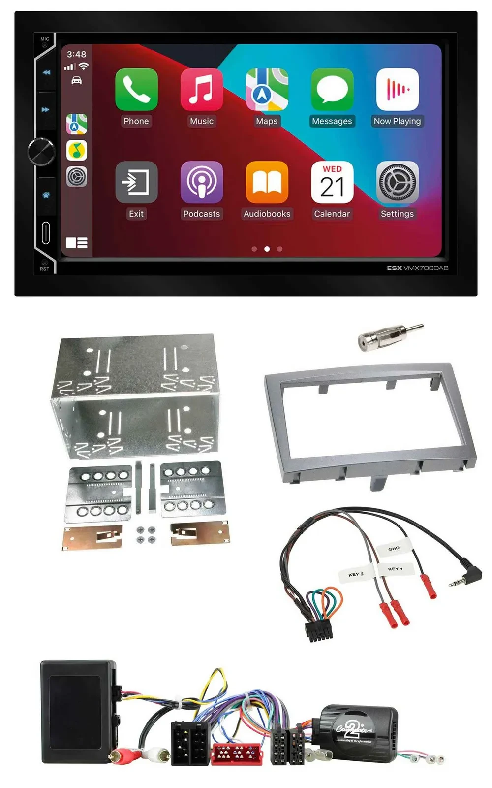 ESX 2DIN DAB USB Lenkrad Bluetooth Autoradio für Porsche 911 Boxster Cayman silb