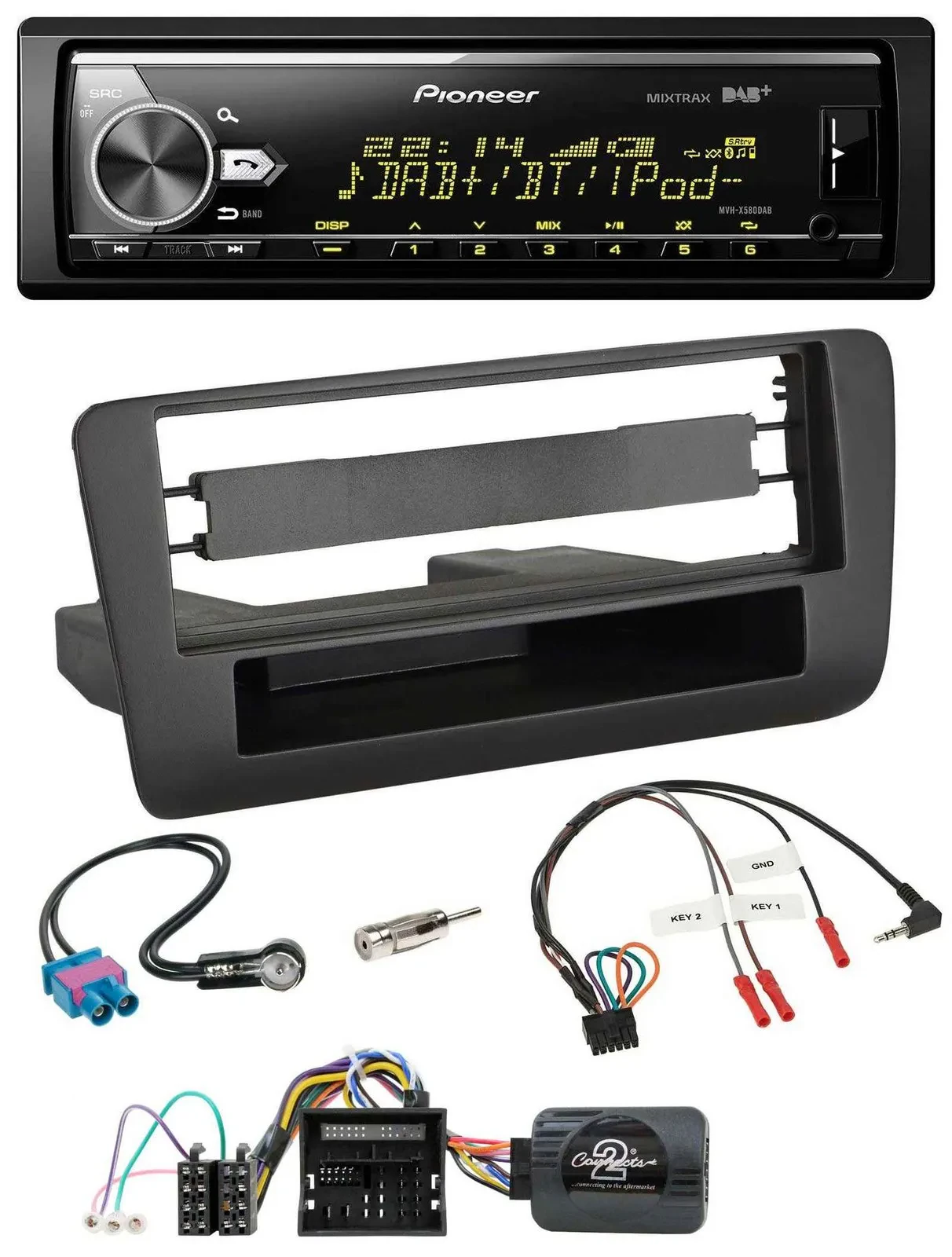 Pioneer Bluetooth USB DAB Lenkrad Autoradio für Audi A1 (ab 2010)