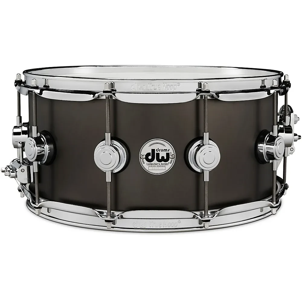 Малый барабан DW Collector's Satin Black Over Brass 14" x 6.5", латунь, фурнитура хром