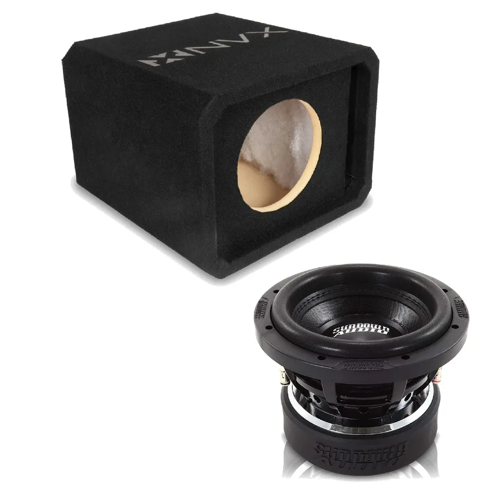 NVX NE81P Single 8" Slot Ported 3/4" MDF Sub Enclosure w/ Car Subwoofer