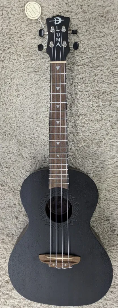 Luna Guitars Luna Model UKE VMT BKS Tenor Acoustic Mahogany Black Satin Finish Ukulele