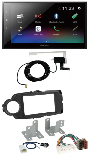 Pioneer DAB MP3 Bluetooth 2DIN USB Autoradio für Toyota Yaris 11-20 schwarz