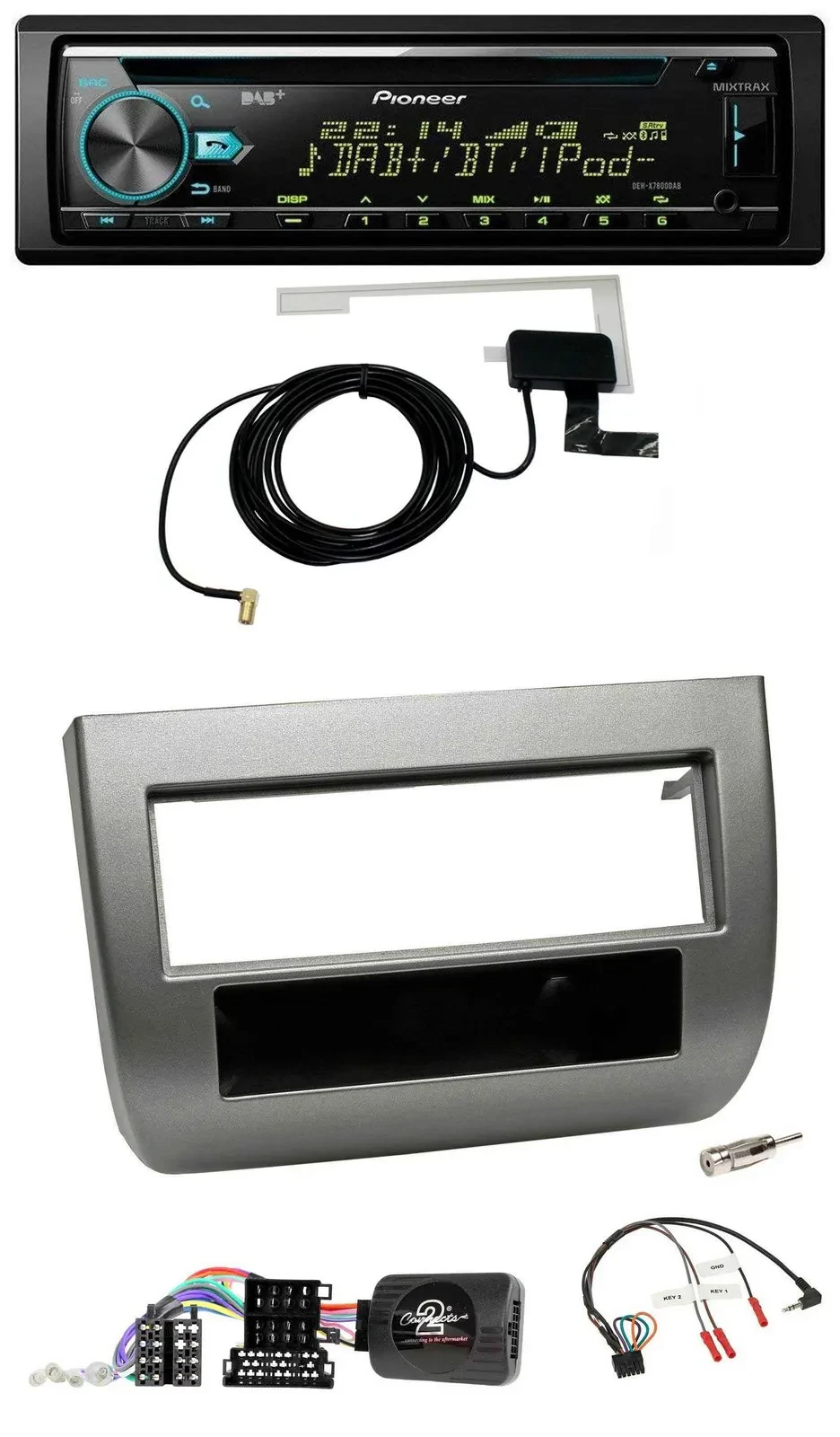 Pioneer MP3 Lenkrad CD USB DAB Autoradio für Lancia Y 843 05-11 dunkelsilbermeta