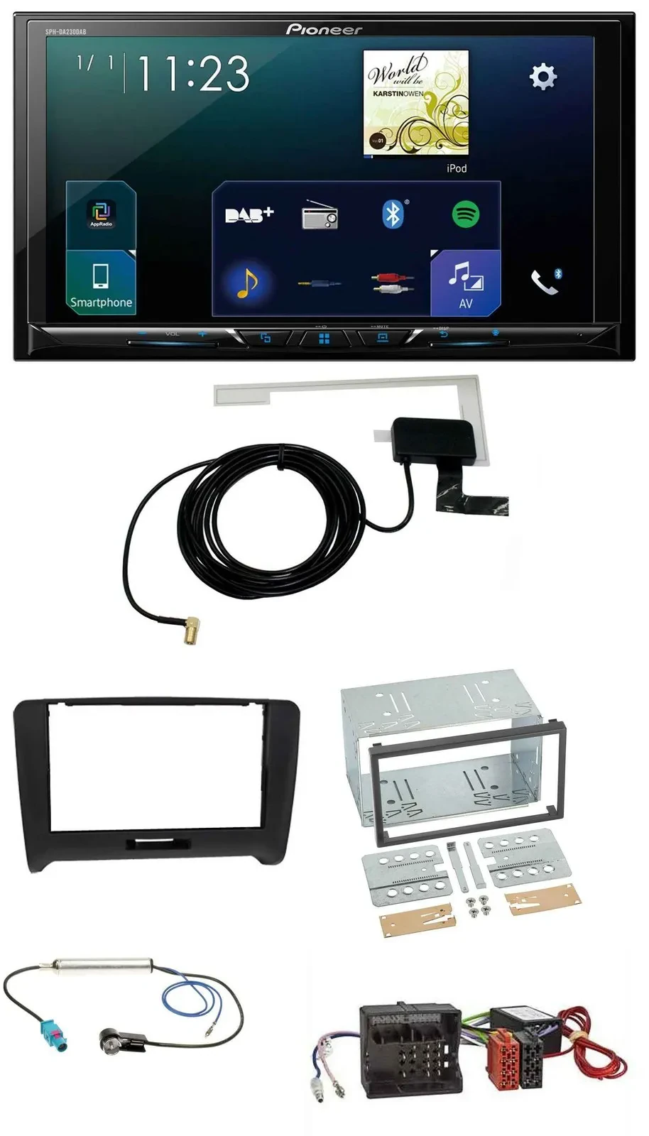 Автомагнитола для Audi TT 2006–2014 Pioneer 2DIN DAB USB MP3 Bluetooth для активной системы Quadlock