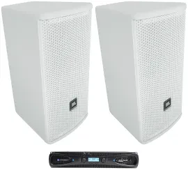 2) JBL AC16 White 6" 640 Watt 2-Way 16 Ohm Passive Wall Mount Speakers+Crown Amp