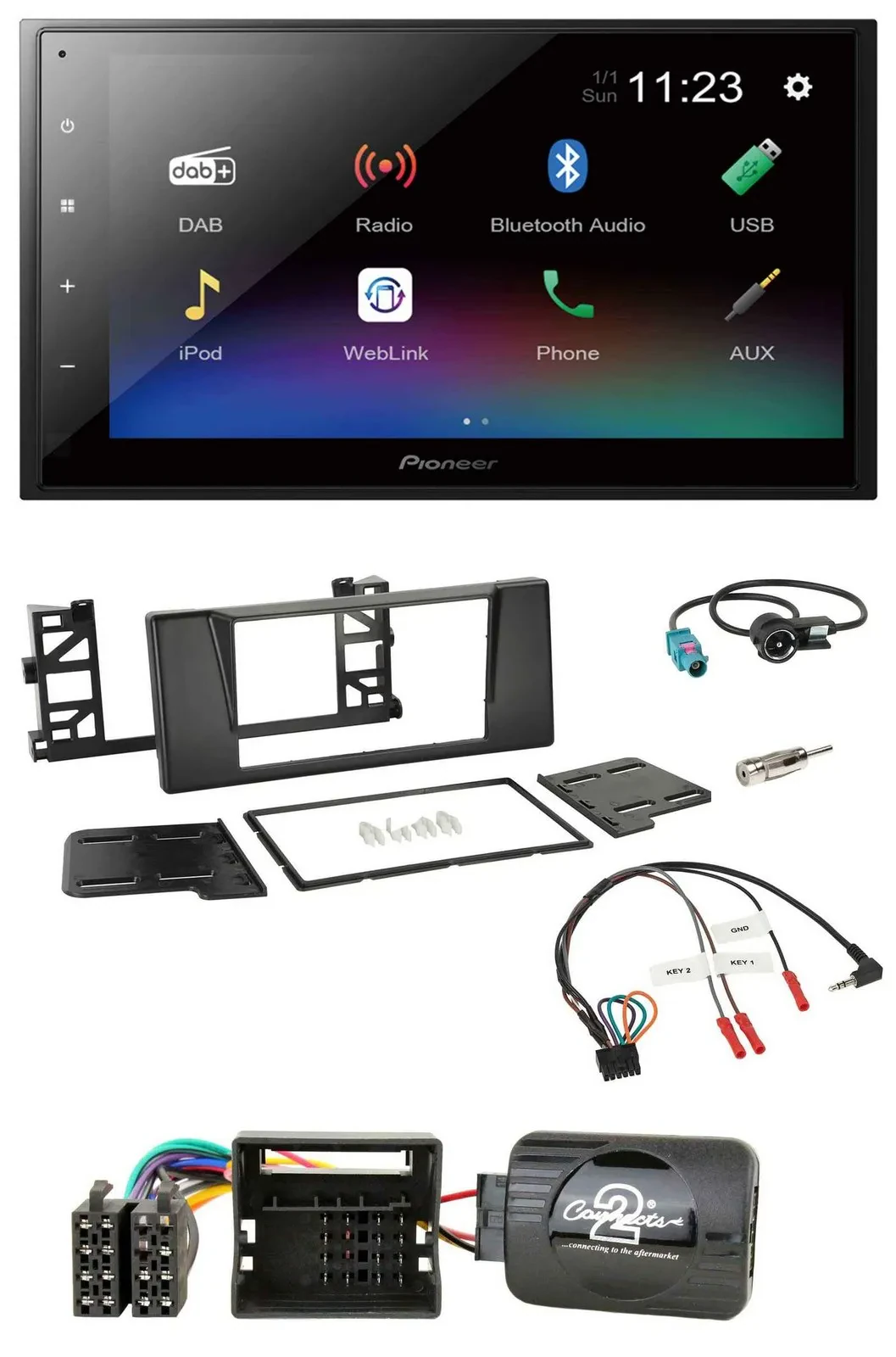 Pioneer USB Bluetooth DAB 2DIN Lenkrad Autoradio für BMW 5er E39 01-04 Aktivsyst