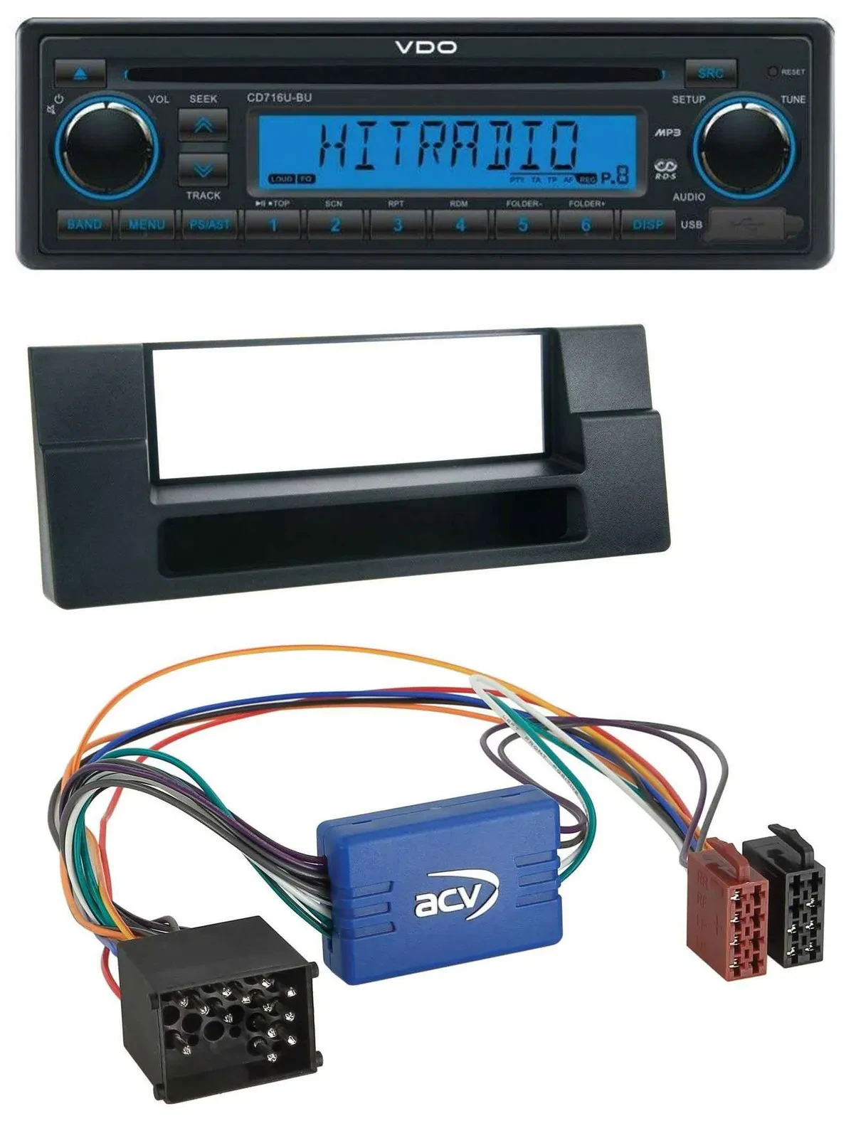 VDO AUX MP3 1DIN CD USB Autoradio für BMW 5er E39 X5 E53 Ablagefach Aktivsystem