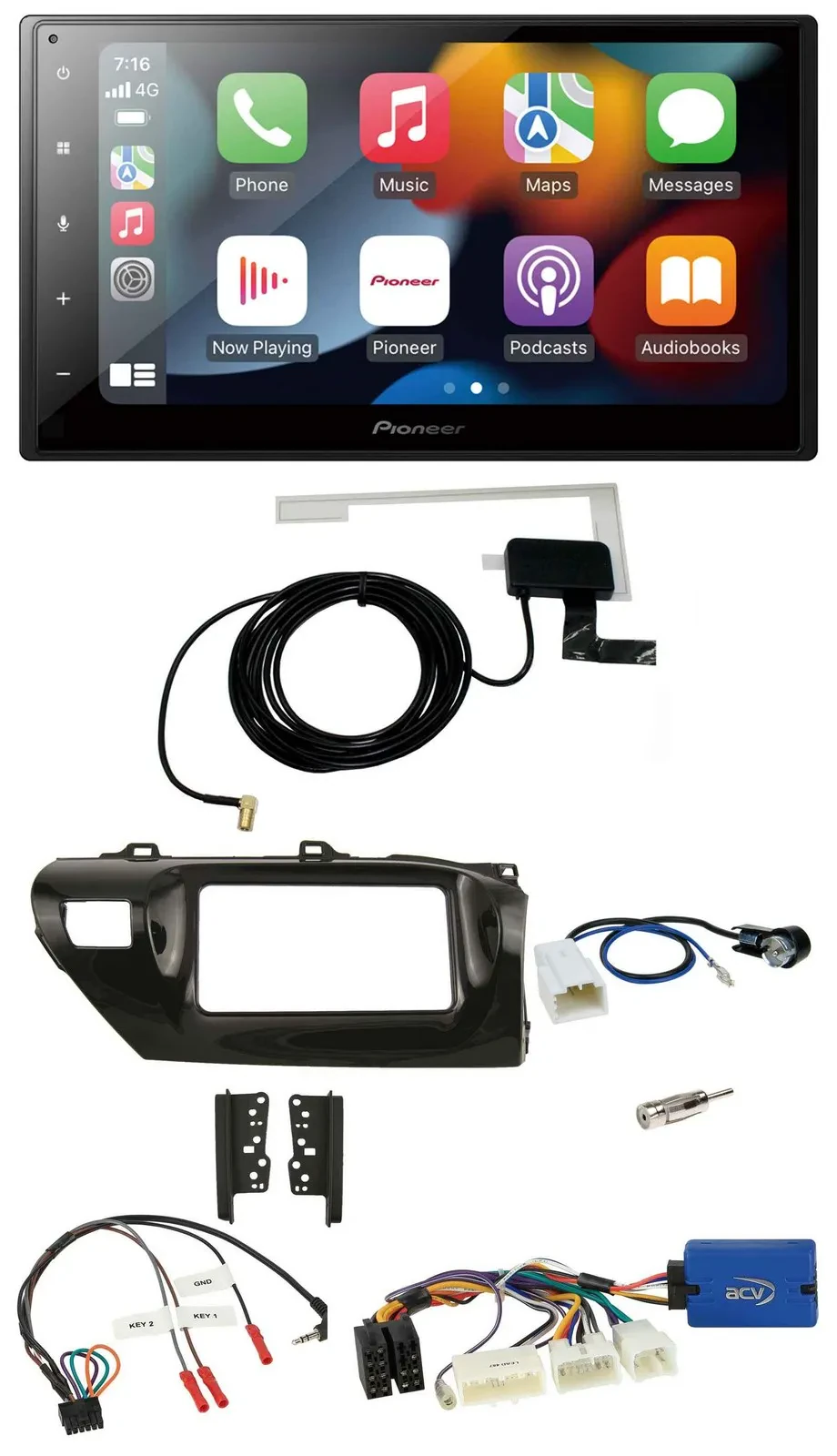 Автомагнитола Pioneer 2DIN USB Bluetooth DAB для Toyota Hilux (2015–2020)