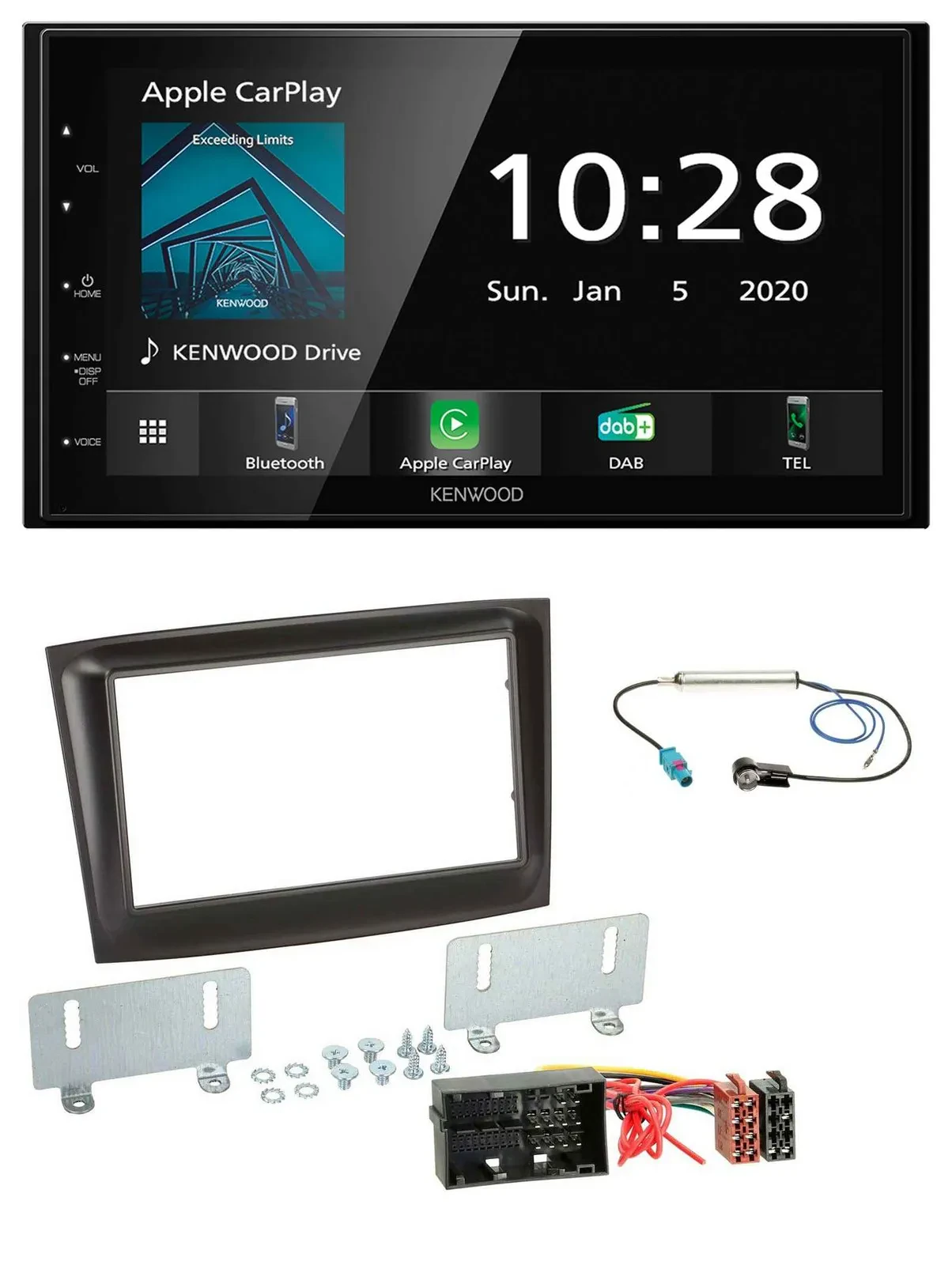 Kenwood Bluetooth MP3 DAB USB 2DIN Autoradio für Fiat Doblo ab 2015 schwarz
