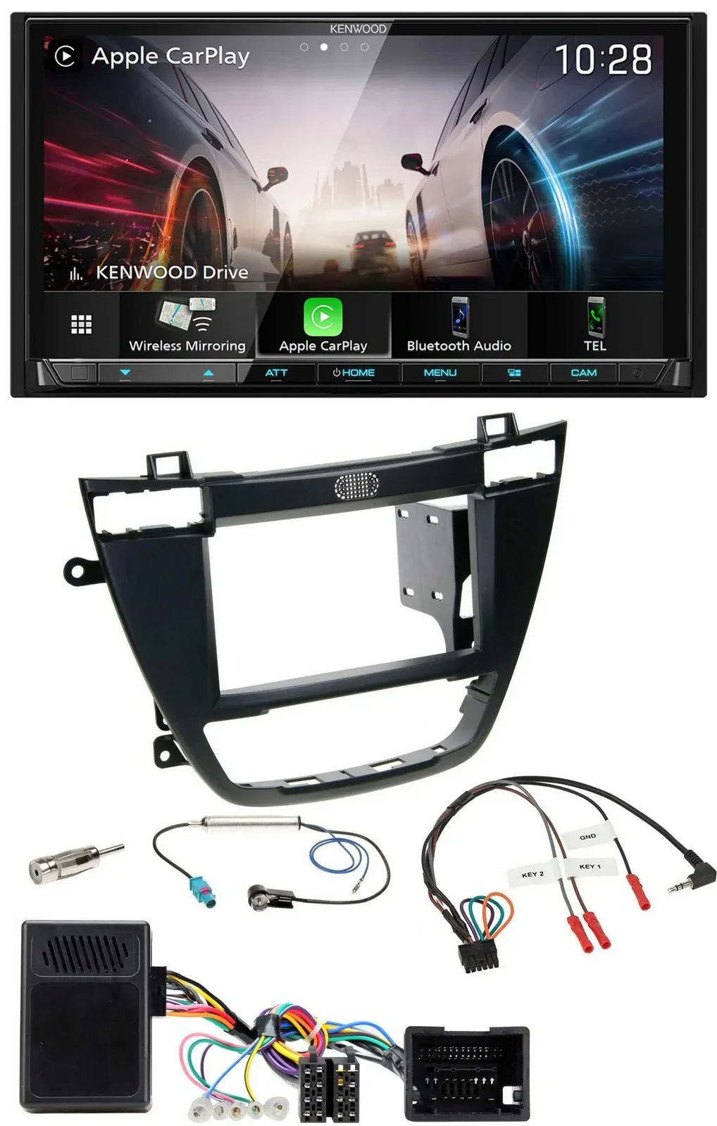 Kenwood Lenkrad 2DIN USB DAB Bluetooth Autoradio für Opel Insignia ab 08 schwarz