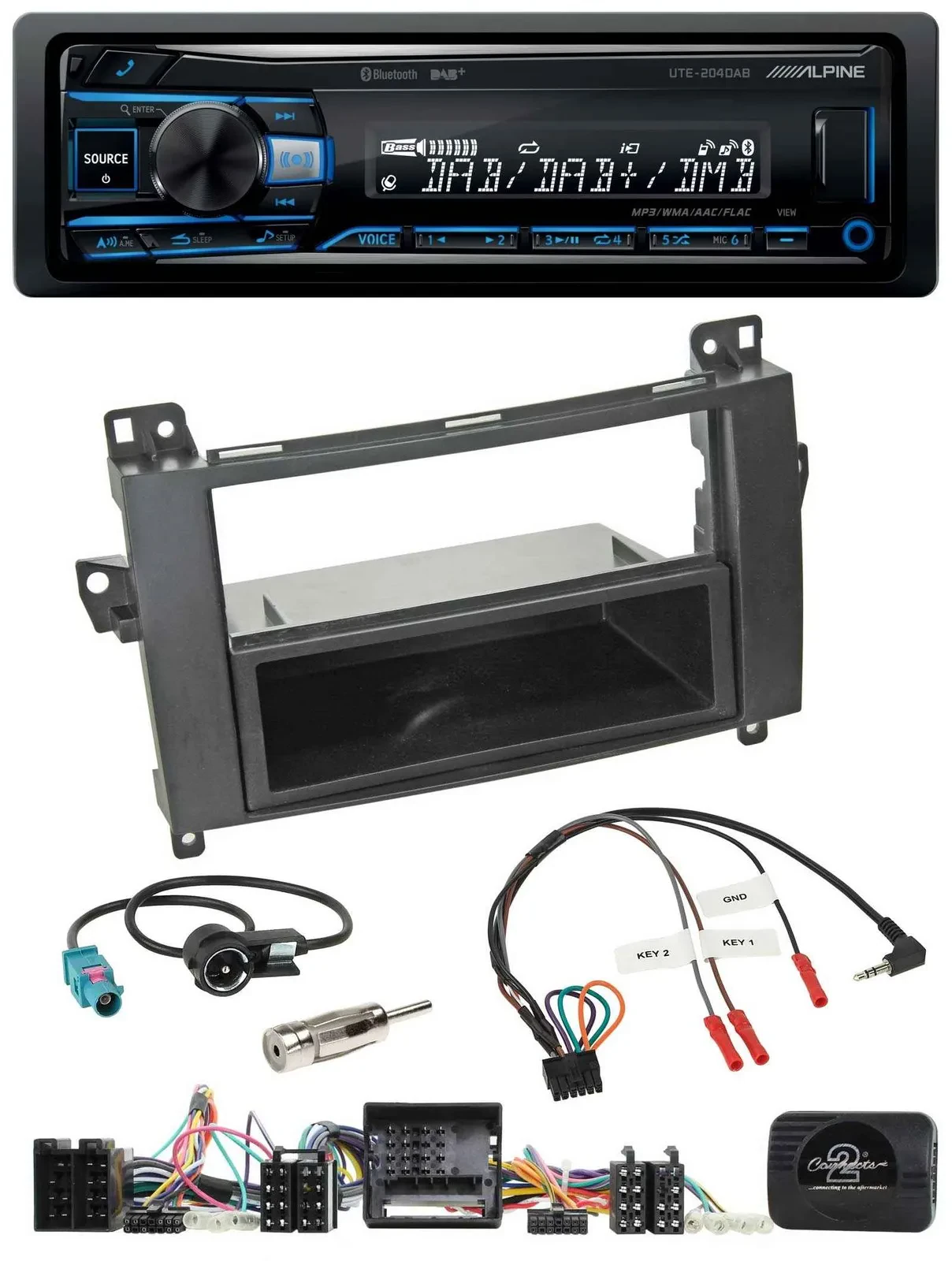 Alpine USB Bluetooth DAB Lenkrad Autoradio für Mercedes A-Klasse W169 B-Klasse T