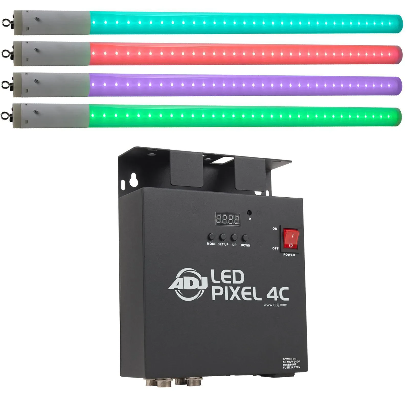 ADJ LED Pixel Tube 360 & LED Pixel 4C Pixel Tube Controller Package 4 Pack id...