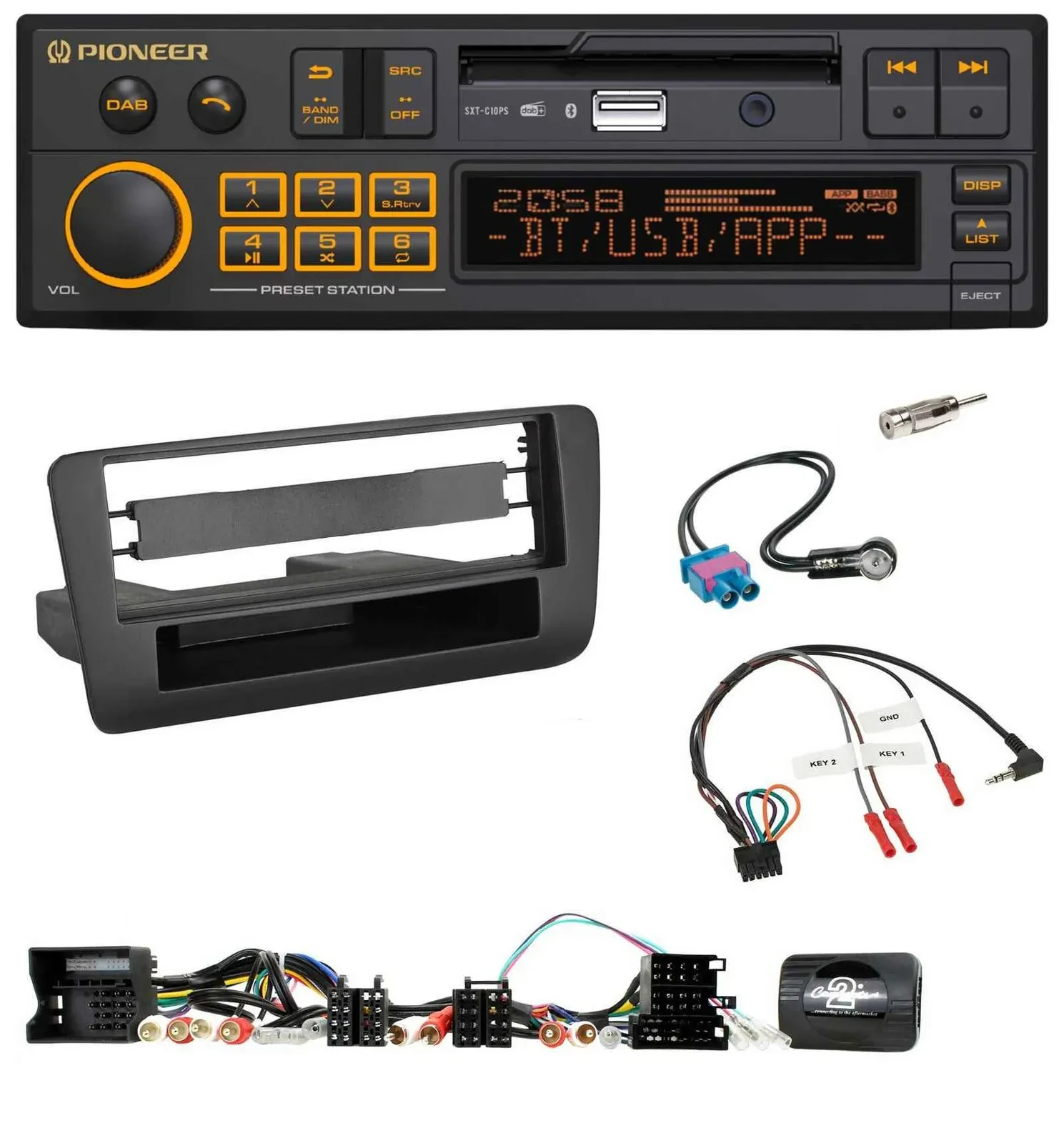 Pioneer DAB Lenkrad USB Bluetooth Autoradio für Audi A1 (2010-2019)