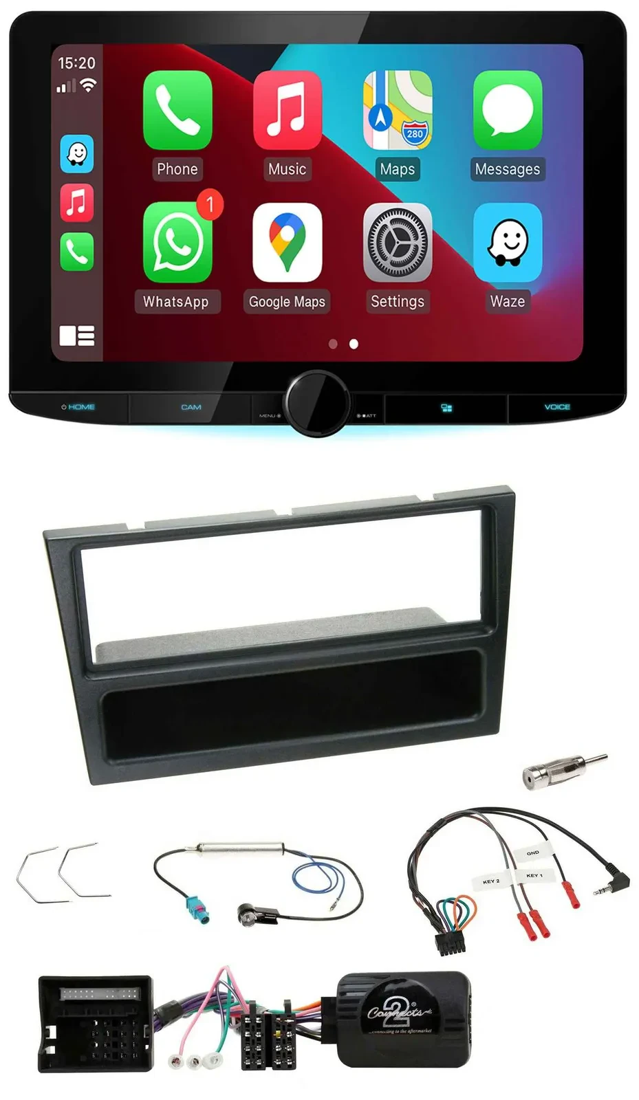 Kenwood Lenkrad USB DAB Bluetooth Autoradio für Opel Corsa C 2004-2006 schwarz