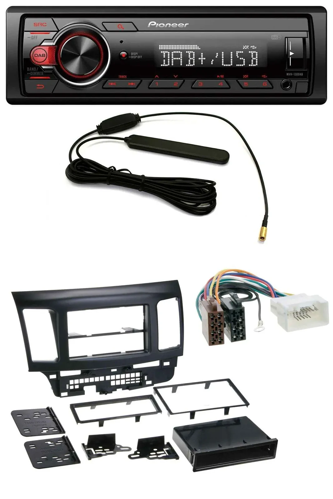 Pioneer MP3 DAB 1DIN AUX USB Autoradio für Mitsubishi Evo Lancer (ab 2008)
