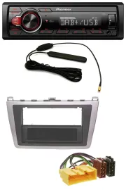Автомагнитола Pioneer 1-DIN, DAB, USB, AUX для Mazda 6 (2008–2012), серебристо-черная