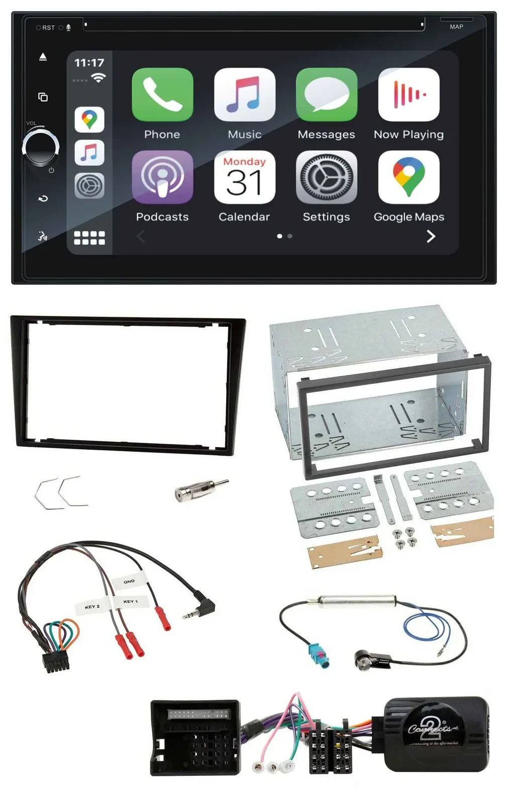 Blaupunkt 2DIN Bluetooth DAB USB DVD Lenkrad Autoradio für Opel Corsa C schwarz