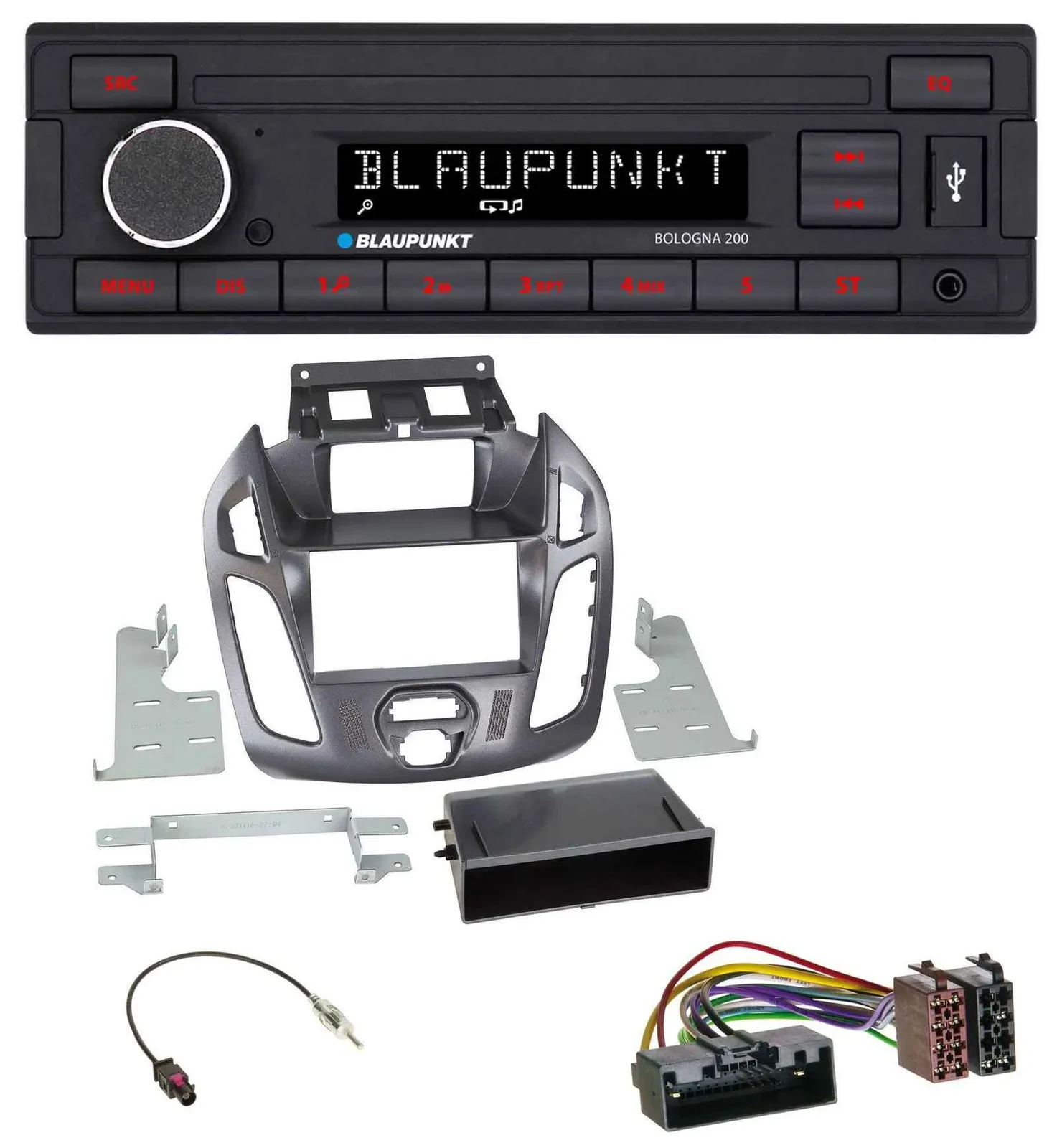Blaupunkt MP3 AUX USB 1DIN Autoradio für Ford Transit Connect 12-18 Display Pega