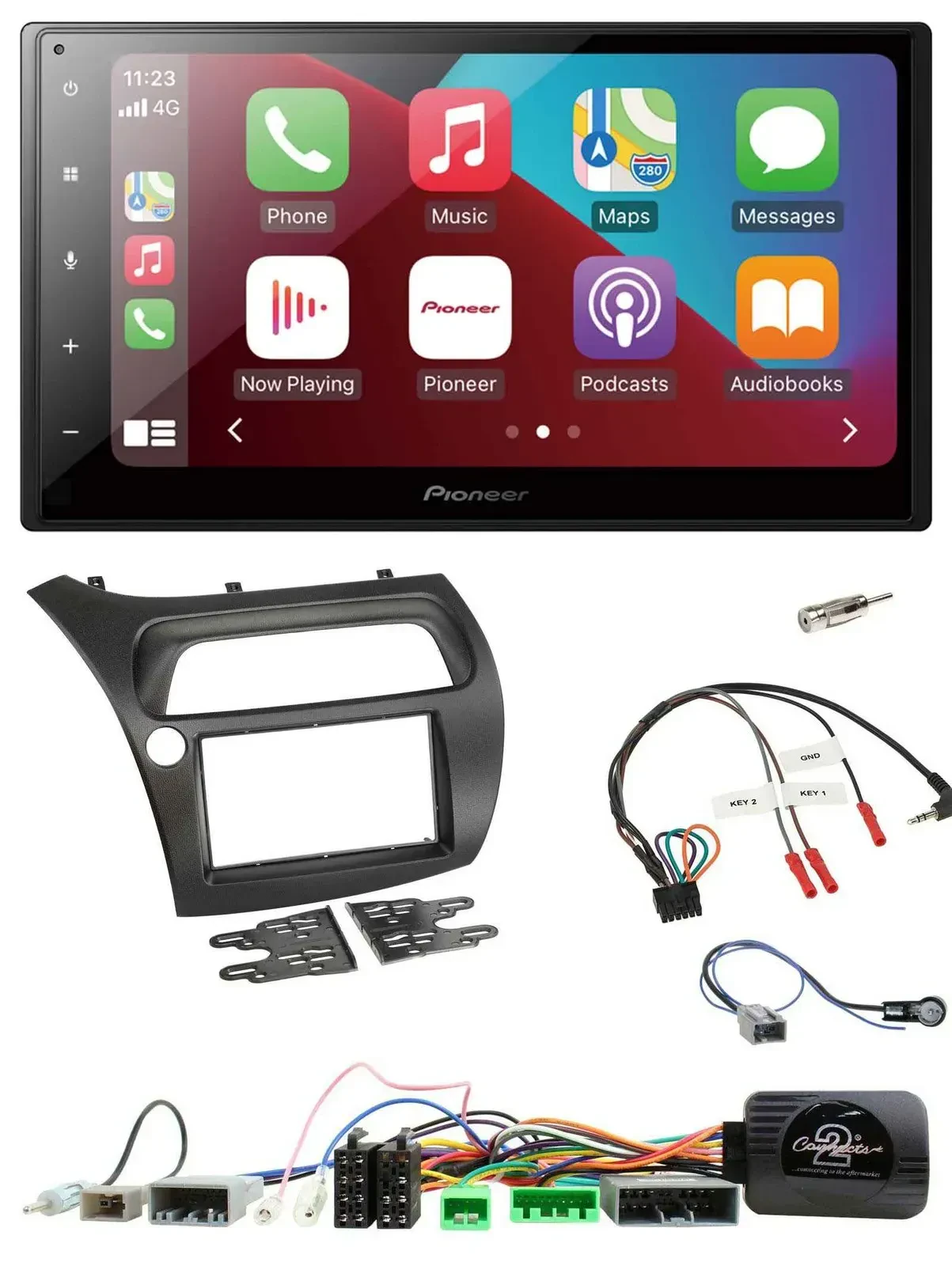 Автомагнитола для Honda Civic 2006–2012 Pioneer 2-DIN, DAB, Bluetooth, USB, совместима с кнопками на руле