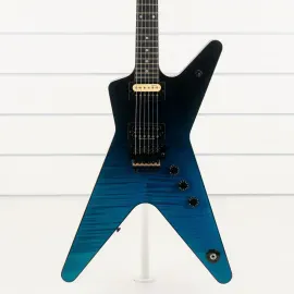 Dean Custom Shop USA ML Exclusive Electric Guitar, Flamed Trans Blue Black Fade