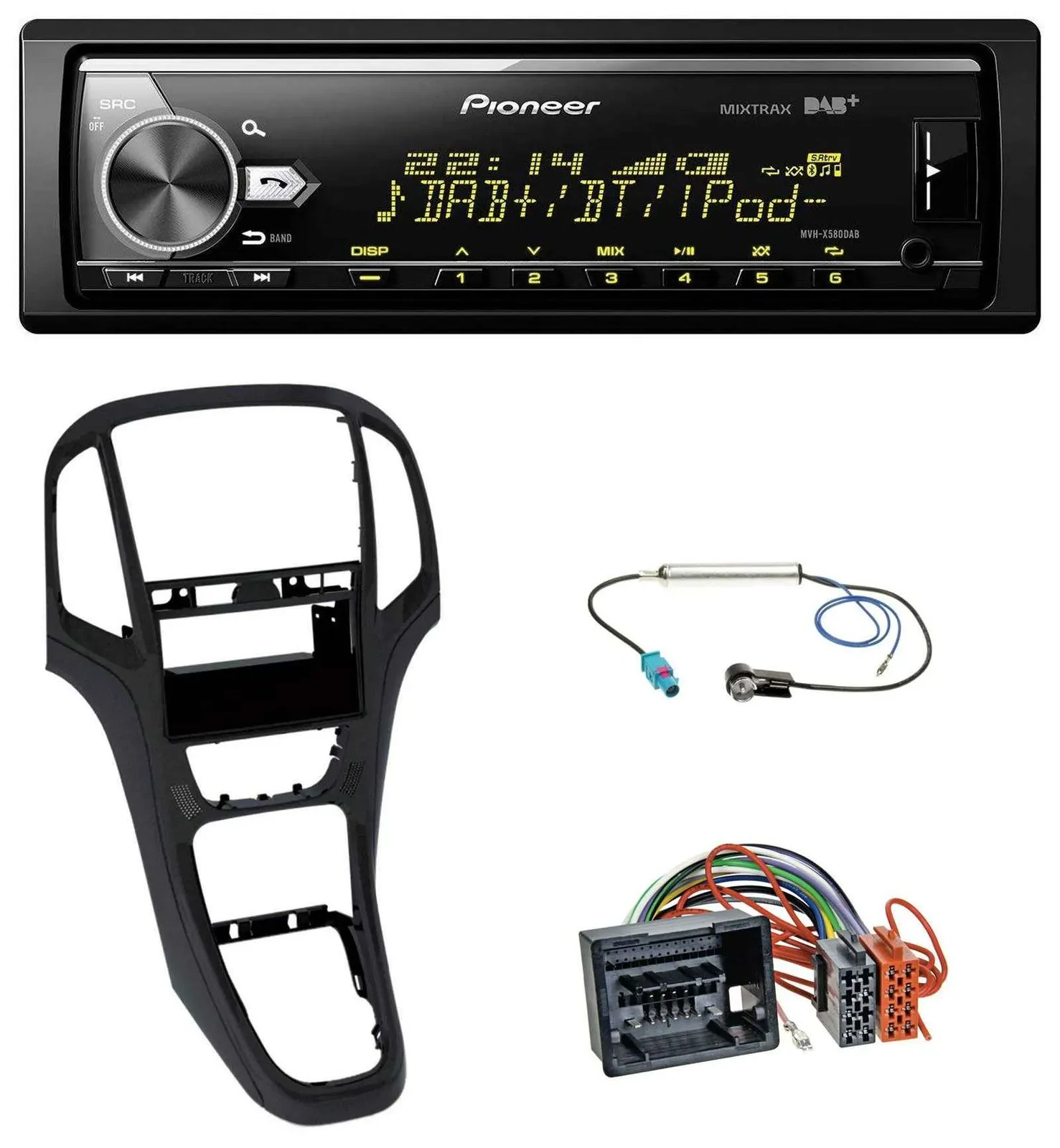 Автомагнитола для Opel Astra J (с 2009) Pioneer Bluetooth USB DAB MP3 черный перламутр
