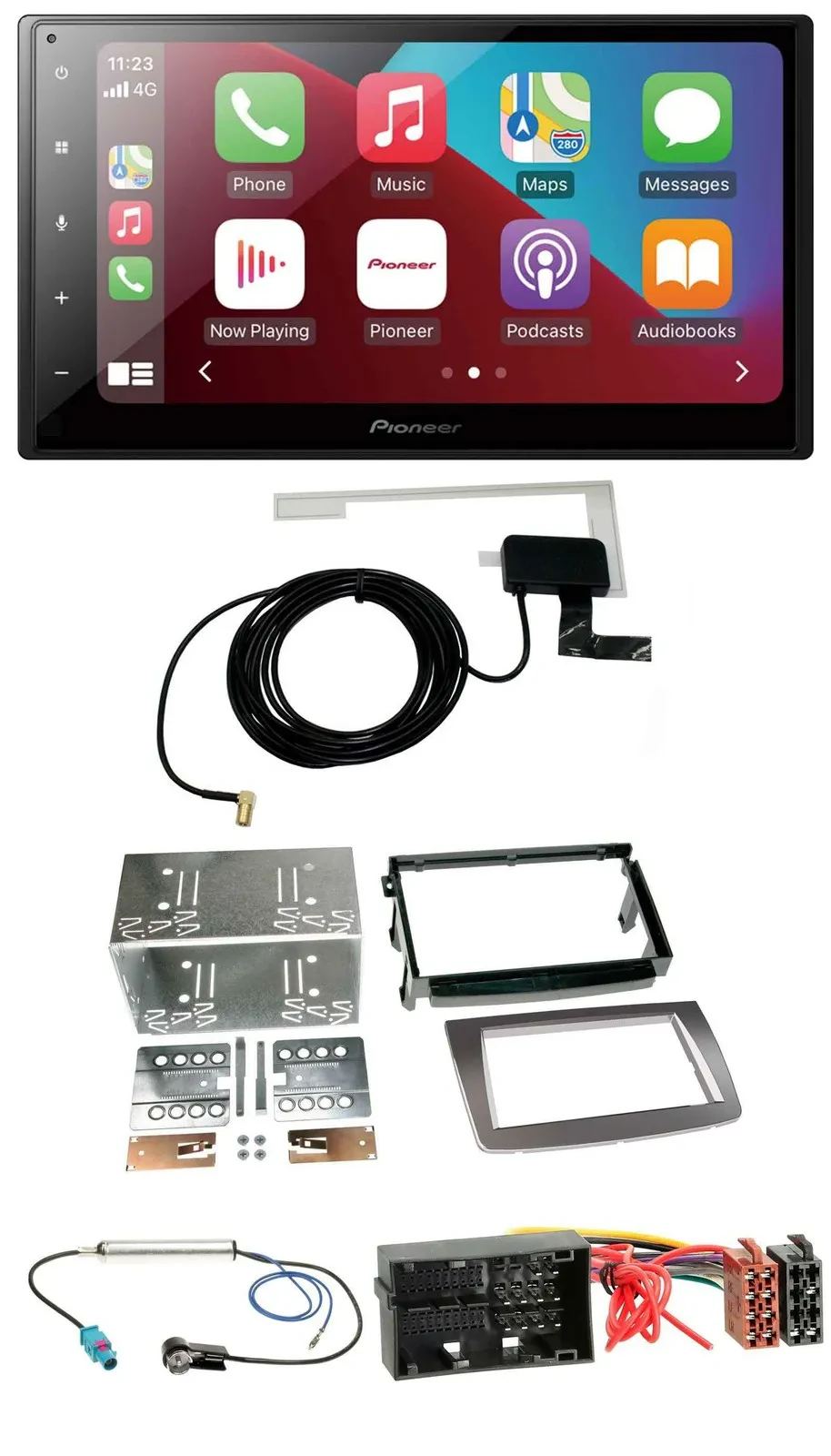 Автомагнитола для Alfa Romeo Mito Pioneer 2DIN USB Bluetooth DAB MP3, серебристый (с 2014), 955